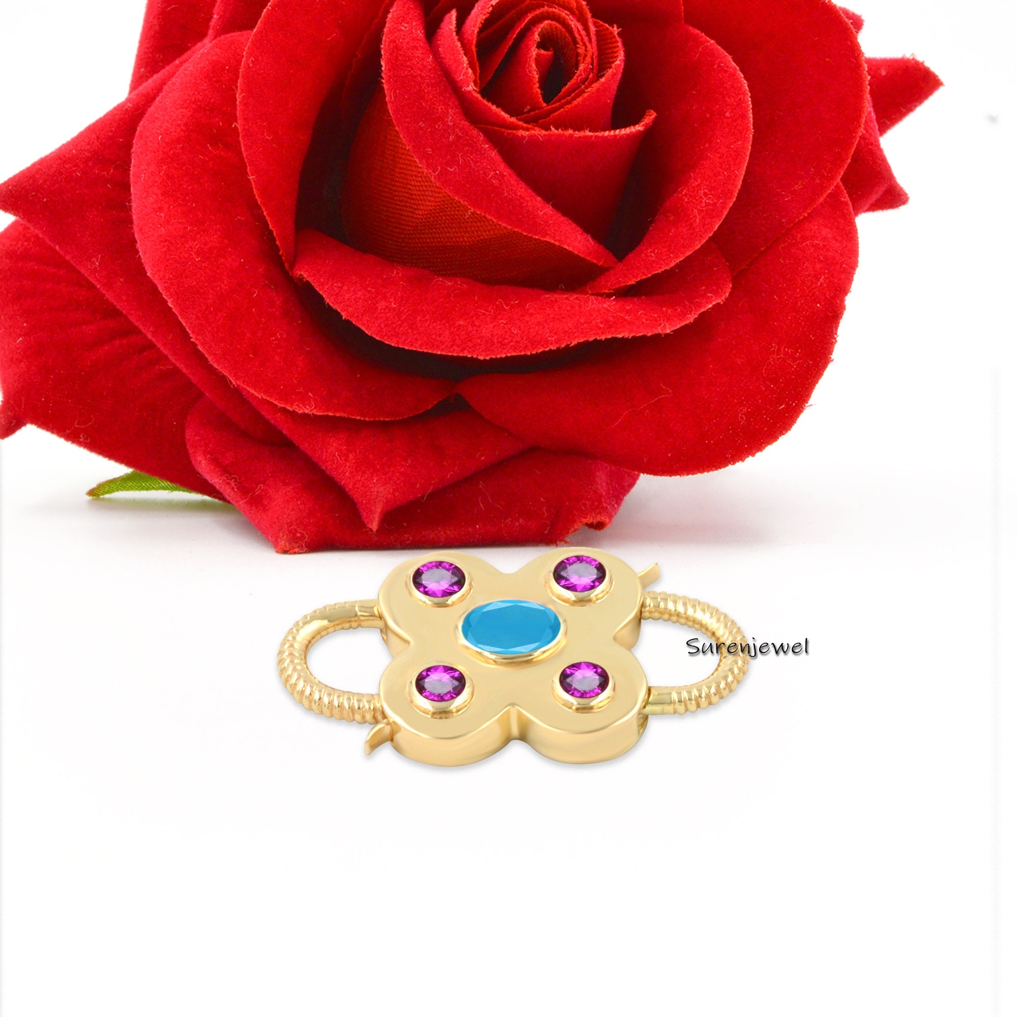 Handmade Gemstone Padlock Pendant: 14k Gold Vermeil, Lapis & Topaz - View 5 - Suren Jewels | SKU: SJP65-SLYGLPZBT-N47-18I-925