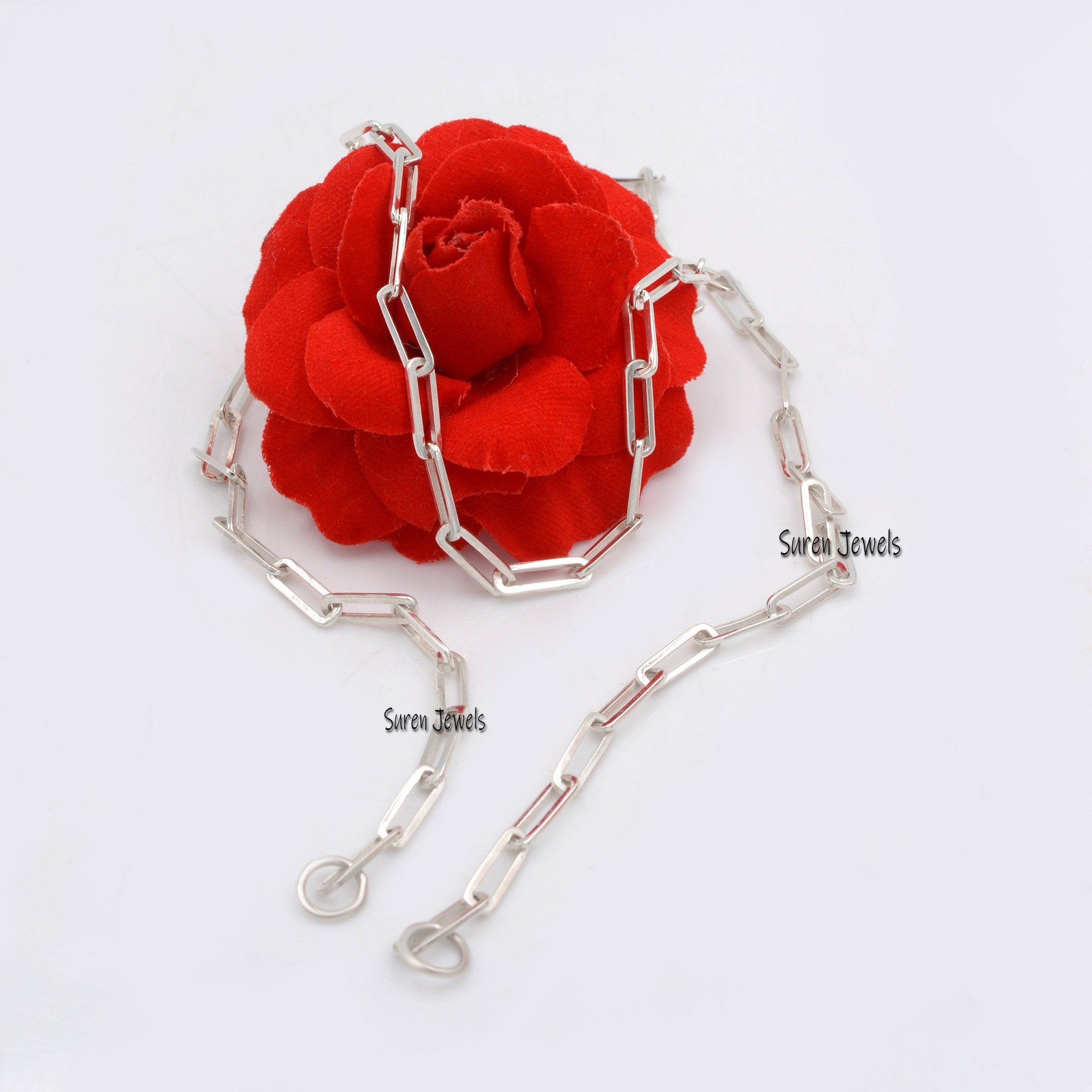 Handmade Gold Plated Carabiner Lock Chain: 925 Silver Link Bar Jewelry - View 6 - Suren Jewels | SKU: SJN47-/ G1-14KYG-10M-18