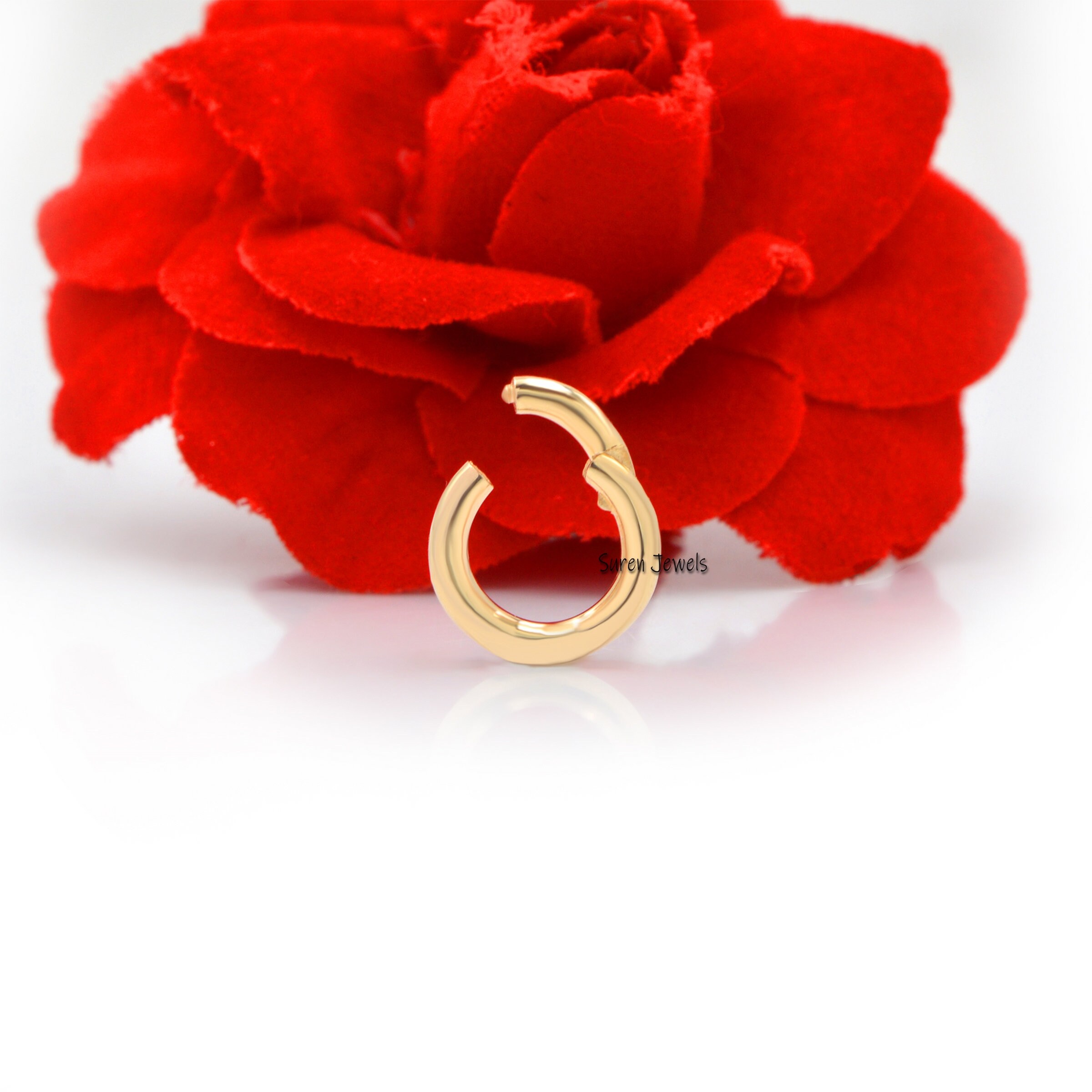 14K Yellow Gold Round Charm Enhancer - Handmade Gold Link - View 3 - Suren Jewels | SKU: SJP482-SLYG-20M
