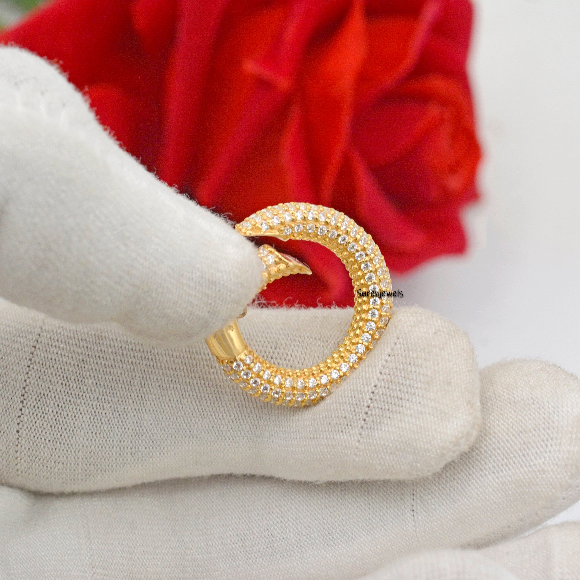 14k Gold Diamond Push Lock: Pave Charm Holder Enhancer - Suren Jewels | SKU: SJP1123-SLYGCZ-15M