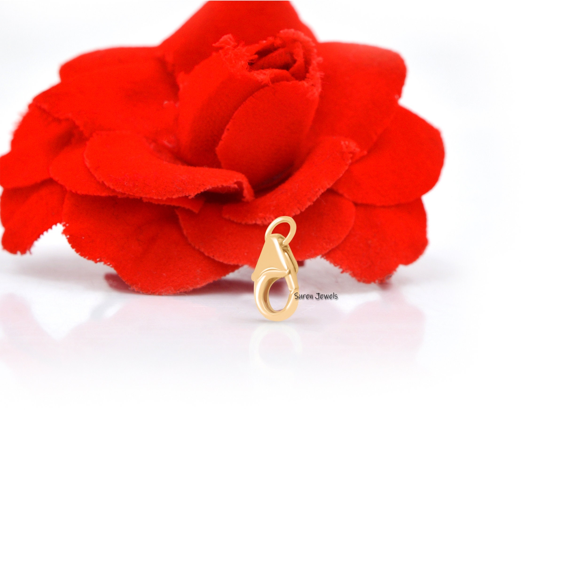 14K Gold Lobster Clasp: Solid Gold Enhancer Lock, 8mm - View 4 - Suren Jewels | SKU: SJF202-SLYG