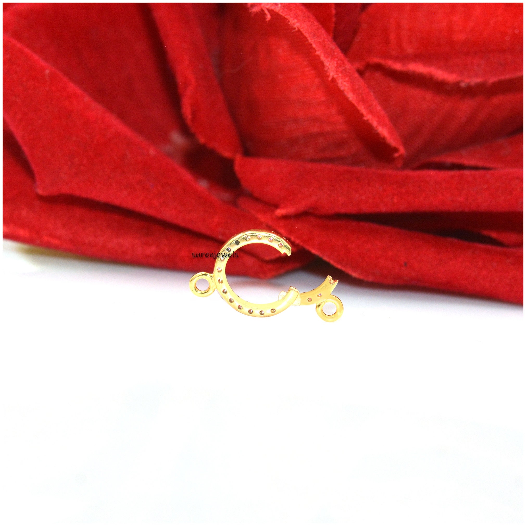 14k Gold Diamond Circle Charm Holder: Enhancer Connector - View 5 - Suren Jewels | SKU: SJF257-SLYGDI
