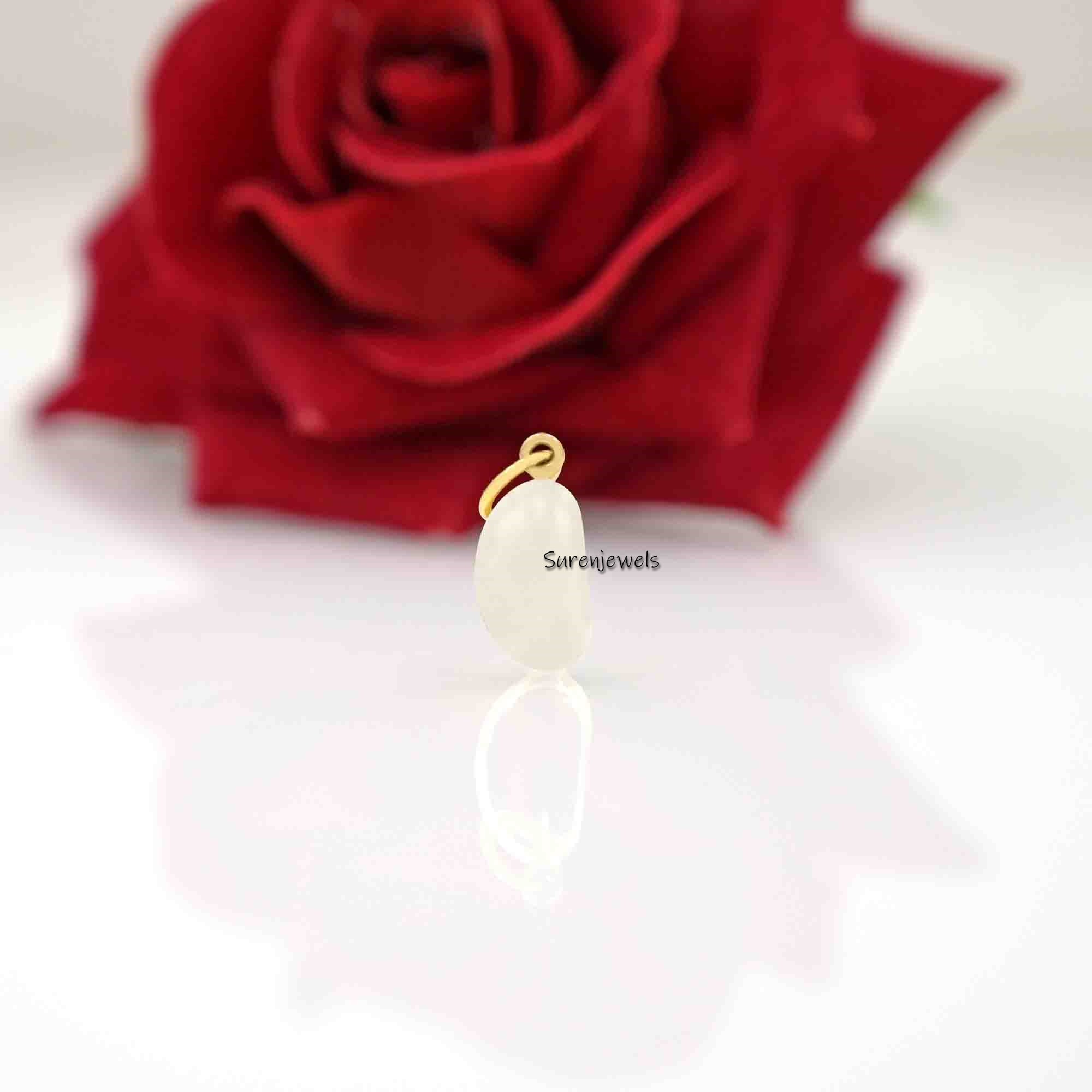 Gemstone Lucky Bean Charm: Carnelian Pendant Jewelry - View 3 - Suren Jewels | SKU: SJP1479-9KYGBO
