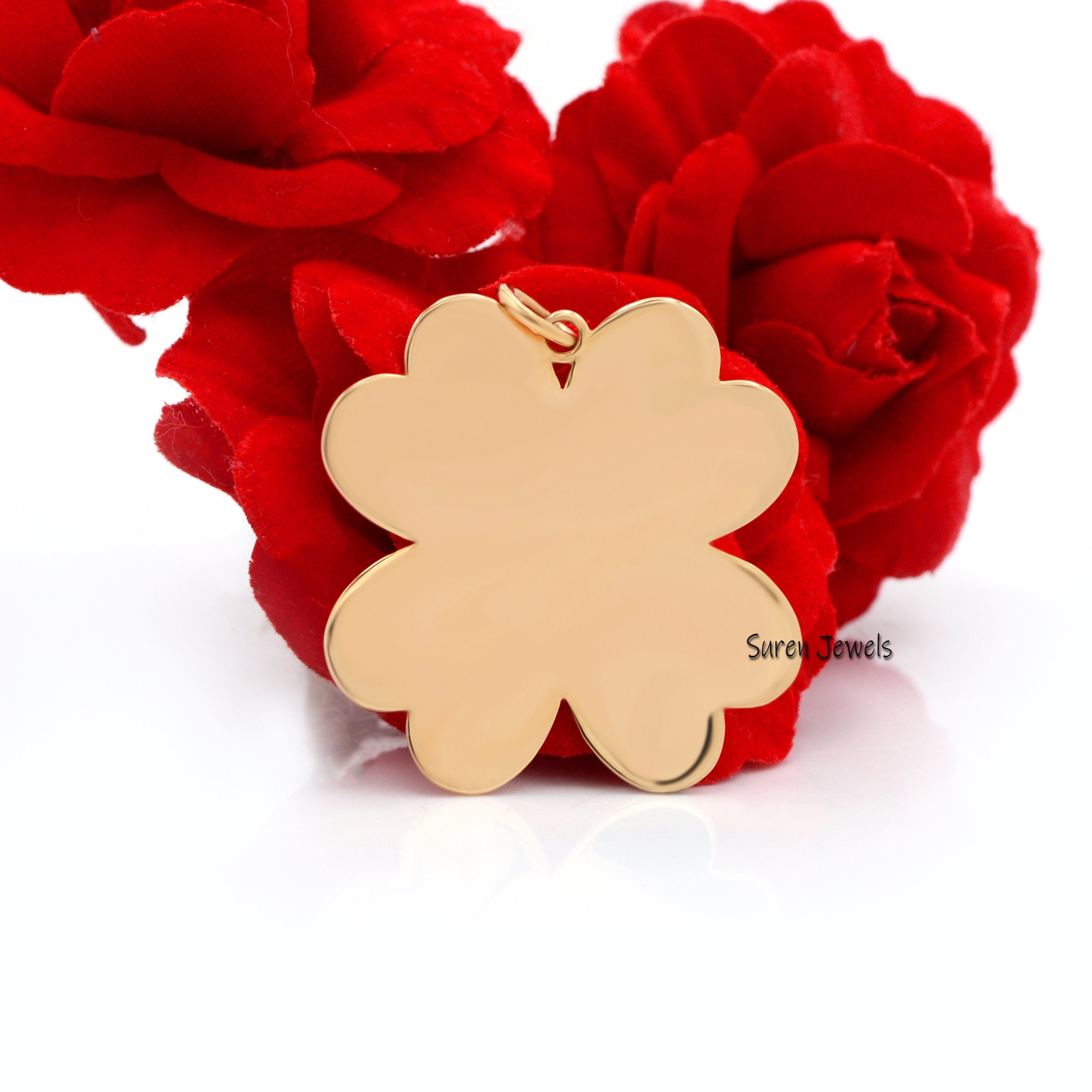 925 silver Diamond Initial Letter Clover Pendant Jewelry - View 5 - Suren Jewels | SKU: SJP11-SLWGDI-J-N47-18I-925
