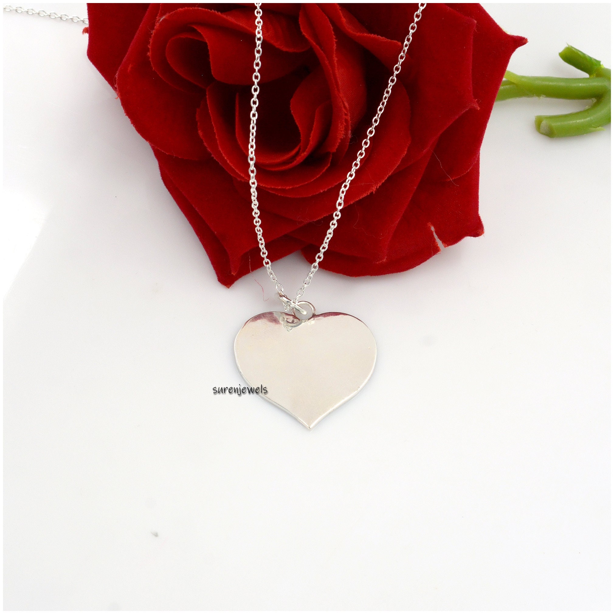 925 Silver Blue Enamel Heart Pendant - Christmas Jewelry - View 3 - Suren Jewels | SKU: SJP506-SLYGELP-N41-18I