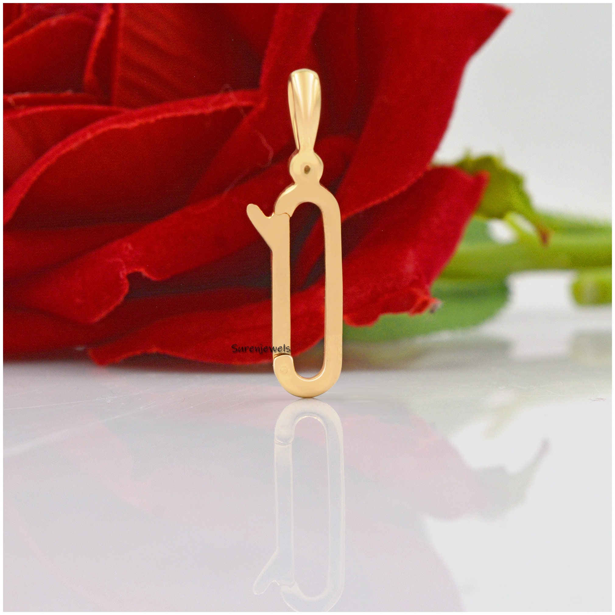 14K Yellow Gold Charm Holder Connector: White Topaz Push Lock - View 4 - Suren Jewels | SKU: SJP1212-SLYGMN-34M