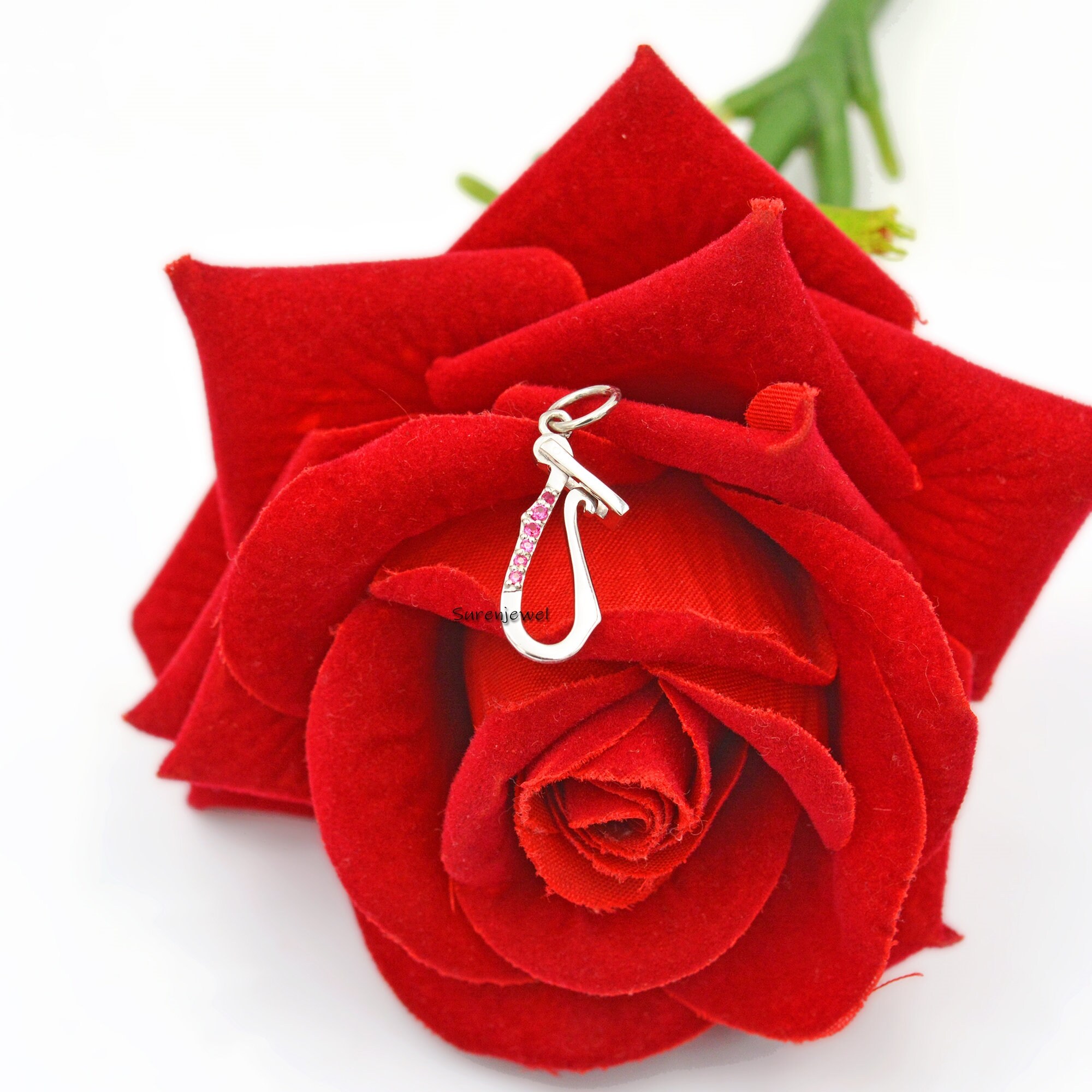 925 Silver Charm Holder Pendant: Diamond & Gold Accent - View 6 - Suren Jewels | SKU: SJP918-SLNSDI-25M