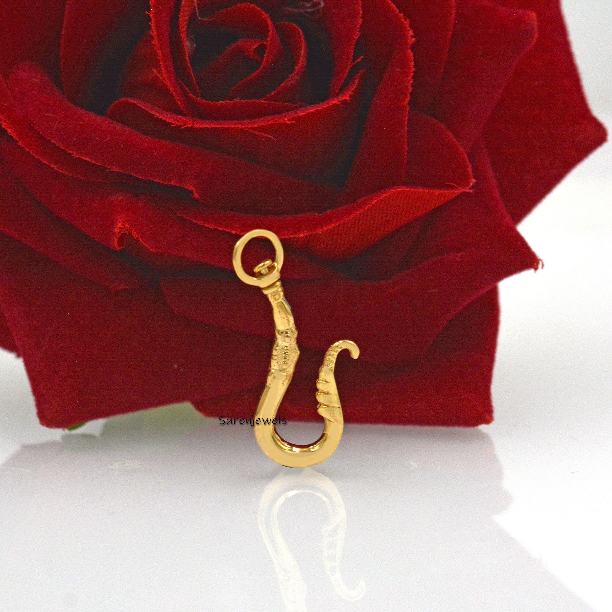 14k Yellow Gold Charm Holder Clip: Bail Chain Connector - View 2 - Suren Jewels | SKU: SJP1701