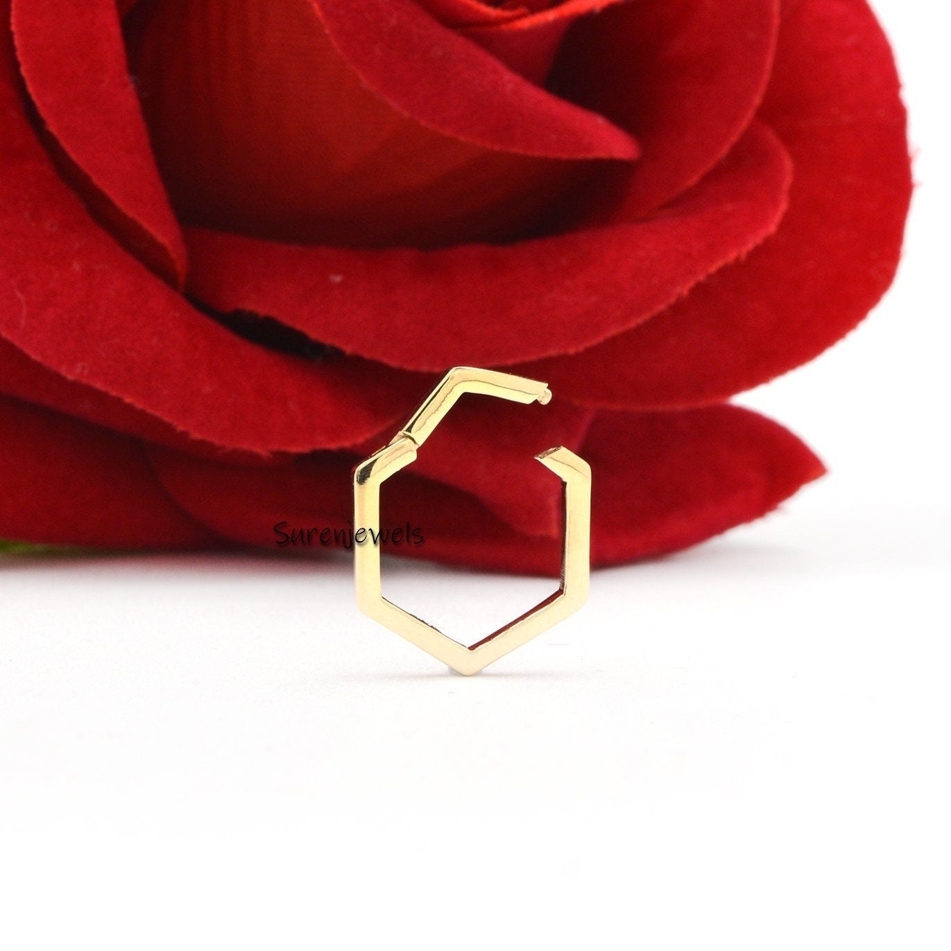 14k Gold Hexagon Charm Enhancer: Multi-Charm Holder - Suren Jewels | SKU: SJP449-14KYG