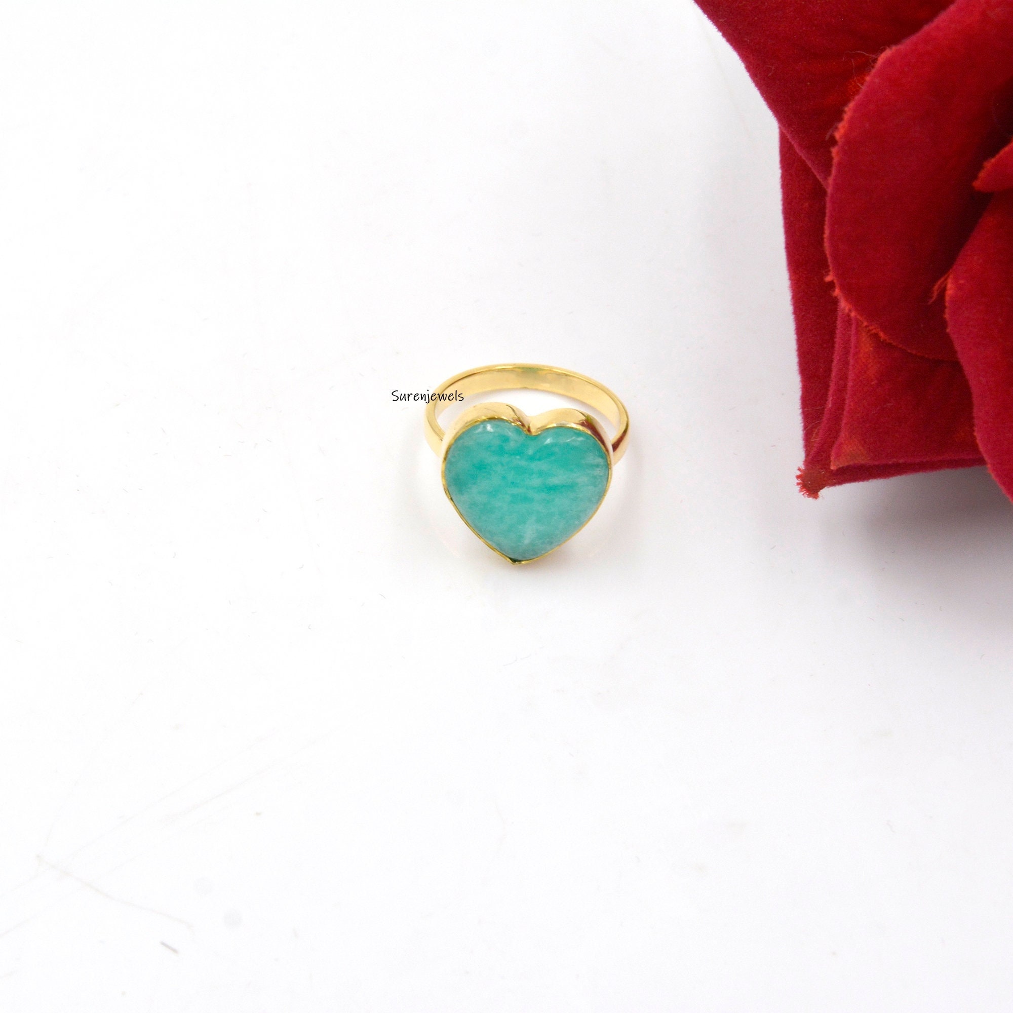 14K Gold Amazonite Heart Ring - Suren Jewels | SKU: SJR973-SLYGGO