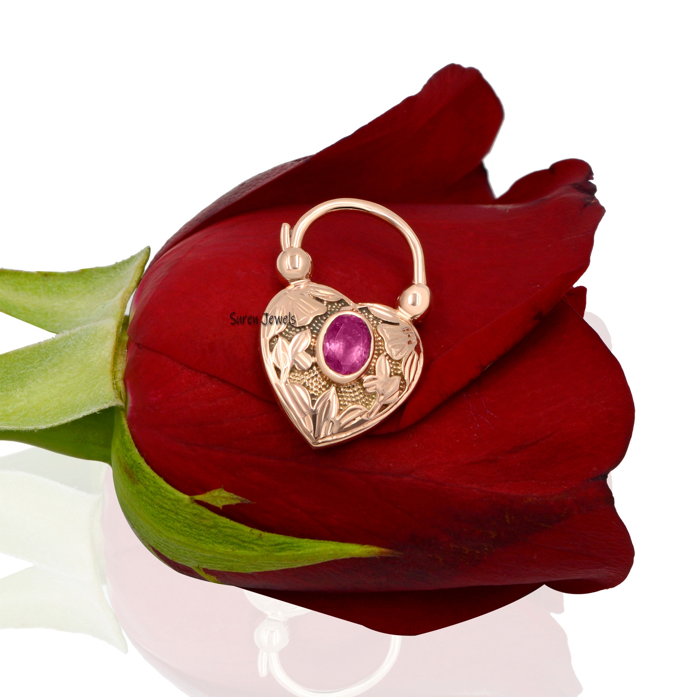 925 Silver Heart Padlock Pendant: Turquoise, Lapis & Gemstone Connector - View 2 - Suren Jewels | SKU: SJP92-SLYGTQ-N47-18I