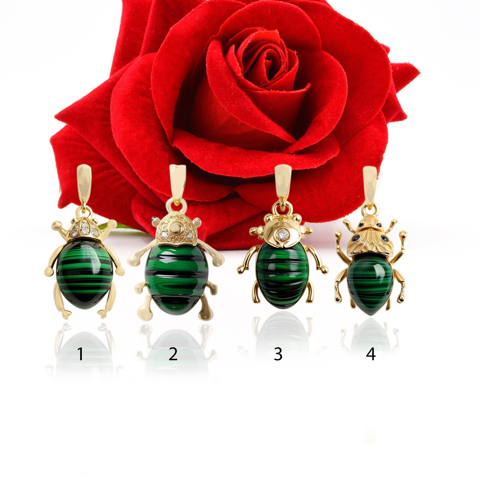 925 Silver Scarab Pendant: Hand Carved Gemstone Amulet - View 2 - Suren Jewels | SKU: SJP2878-SLNSMKCZ
