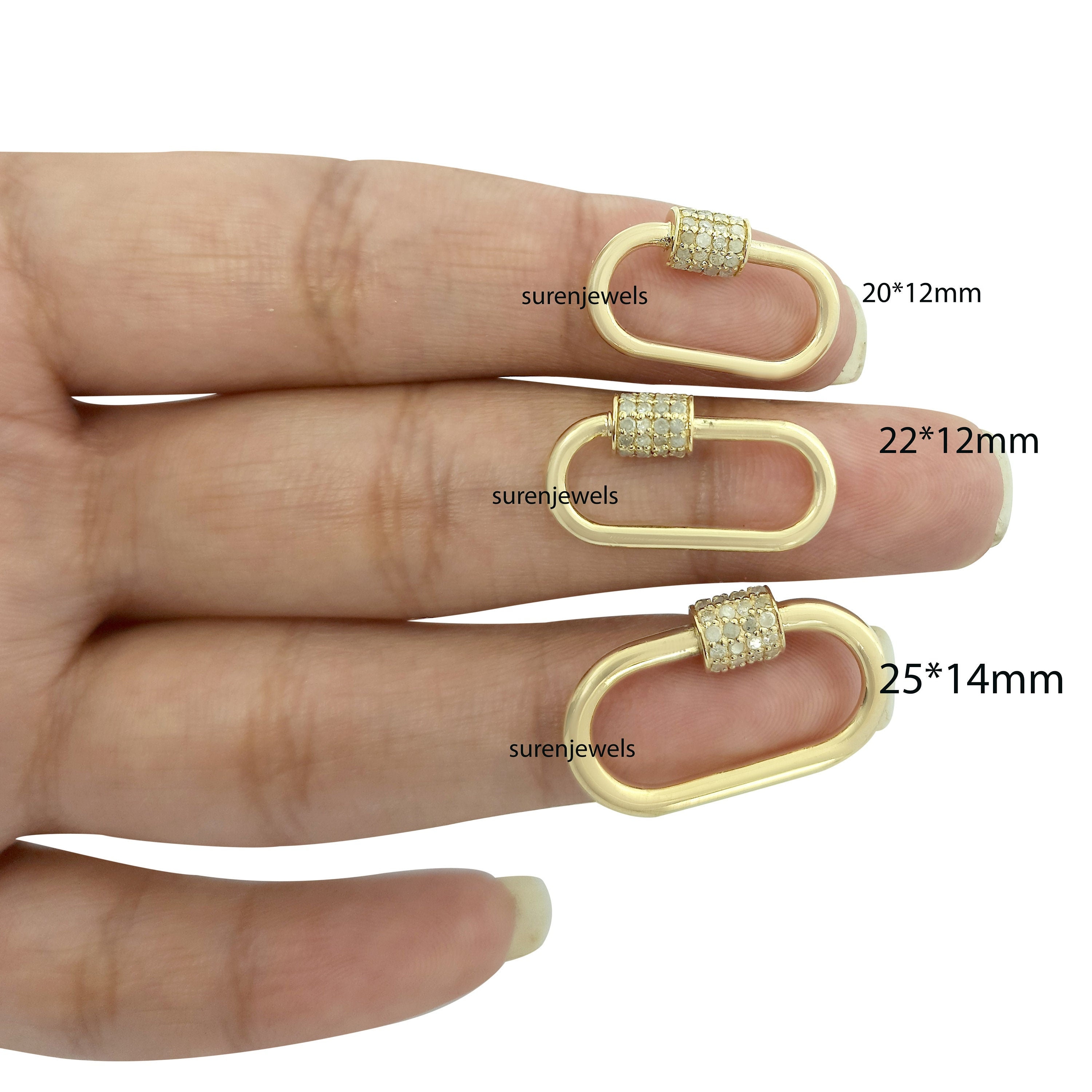 14k Yellow Gold Diamond Carabiner Lock: Necklace Jewelry - View 2 - Suren Jewels | SKU: SJC05-14KYGDI-20M