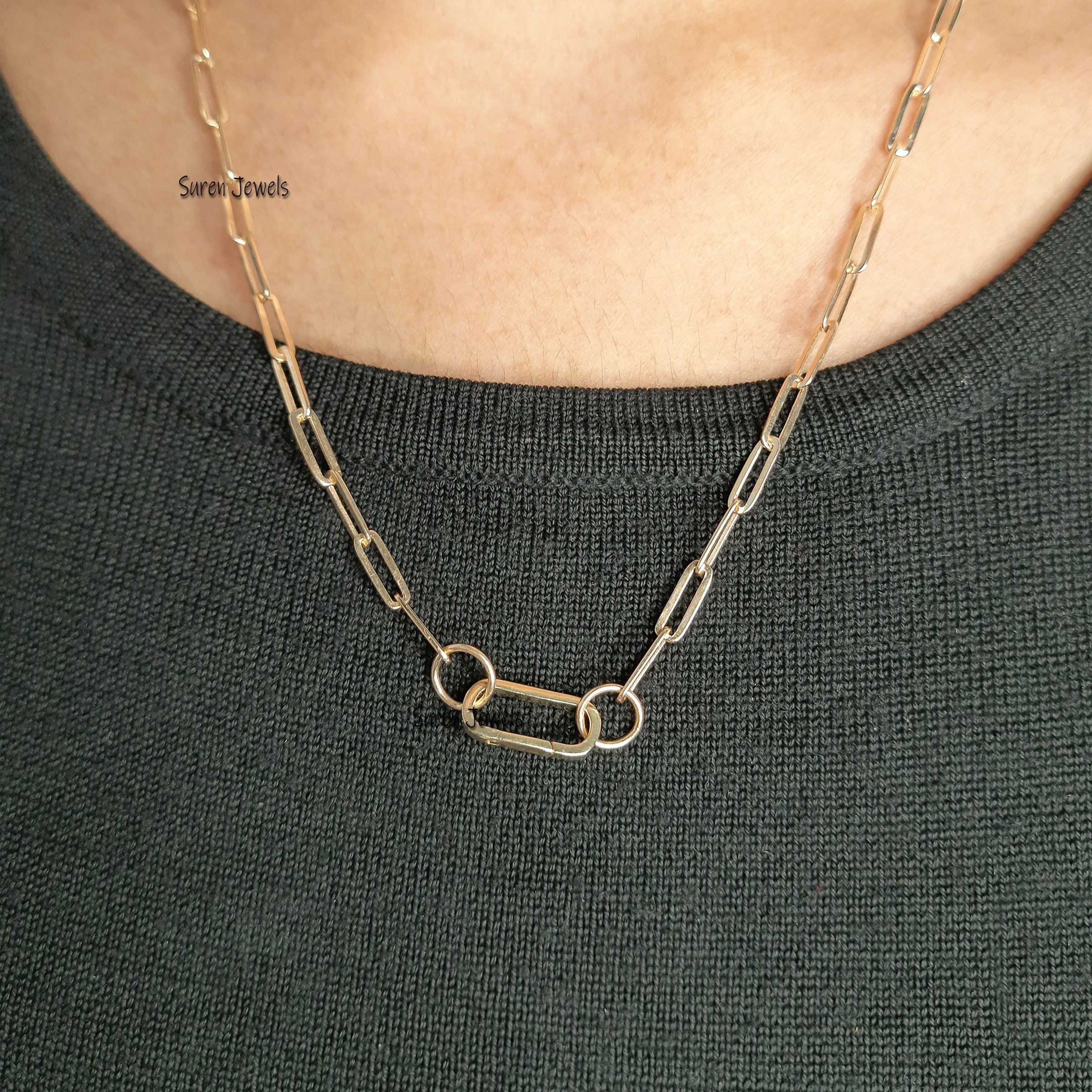 925 Silver Push Lock Link Lock Necklace Clasp Lock Etsy