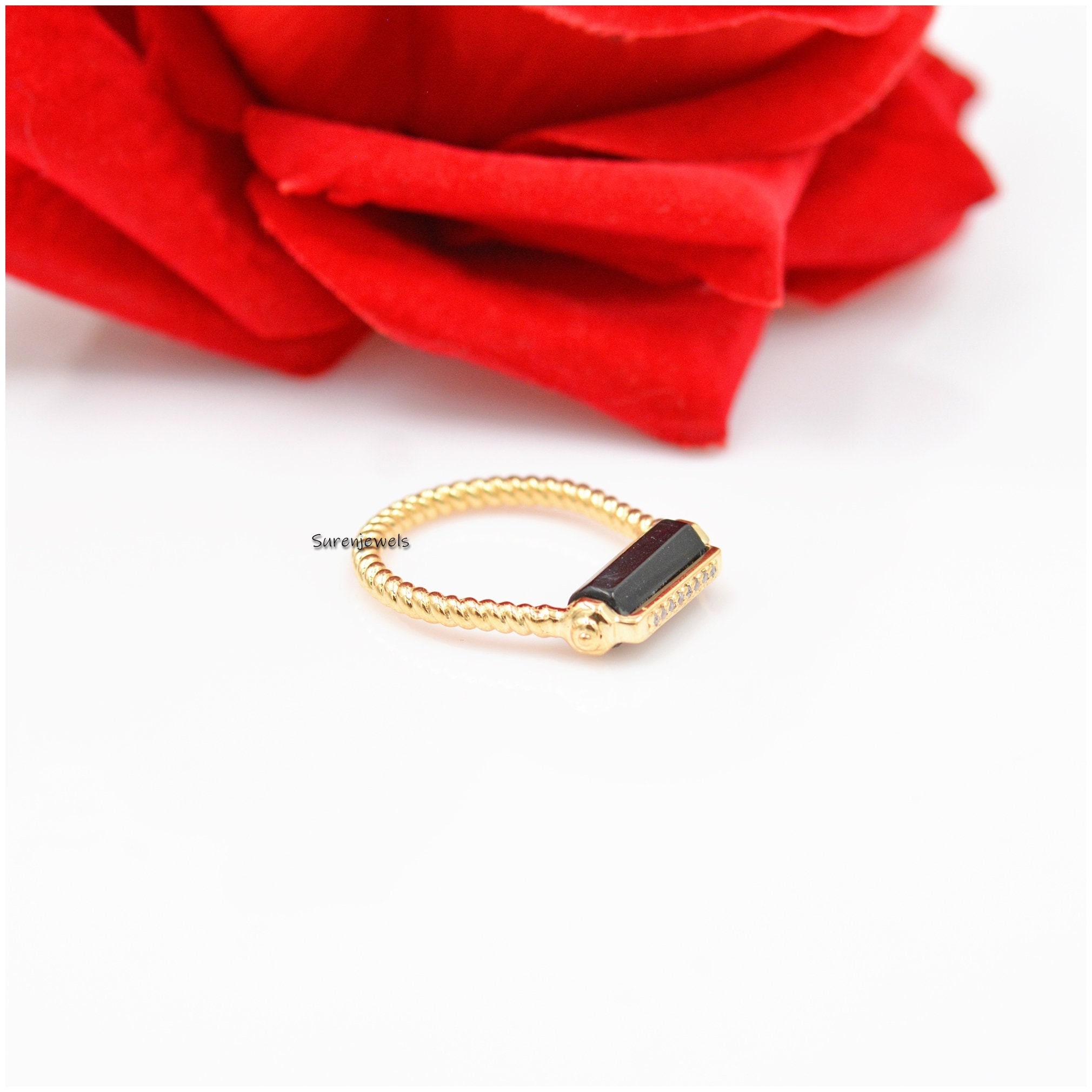 Black Spinel 925 Silver Ring: Dainty Gemstone Jewelry - View 2 - Suren Jewels | SKU: SJR993-SLYGBSCZ-US-7