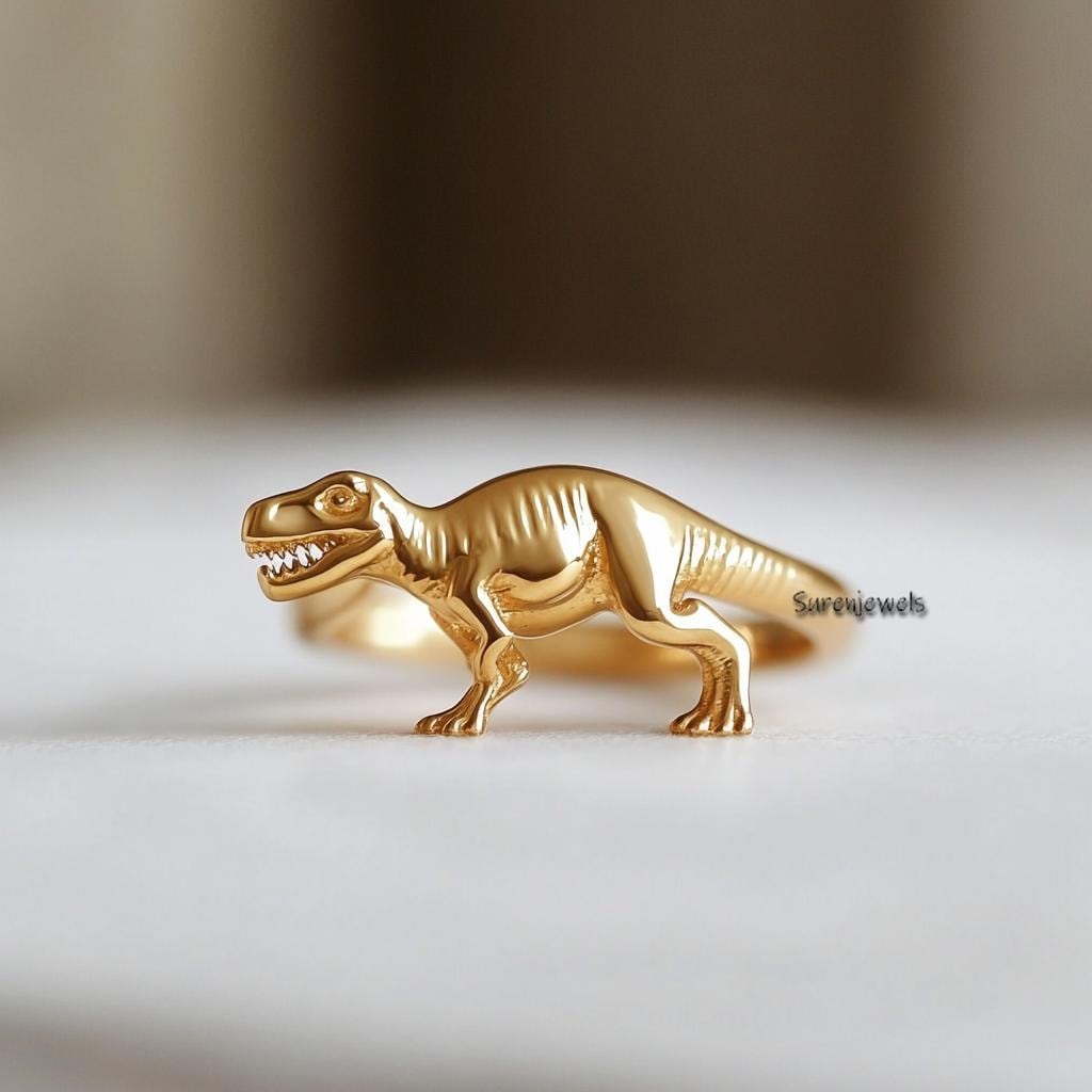 Sterling Silver T-Rex Ring, T Rex Ring Dinosaur Jewelry - View 2 - Suren Jewels | SKU: SJR3419-SLYG-US-7,SJR3374-SLRH-US-8