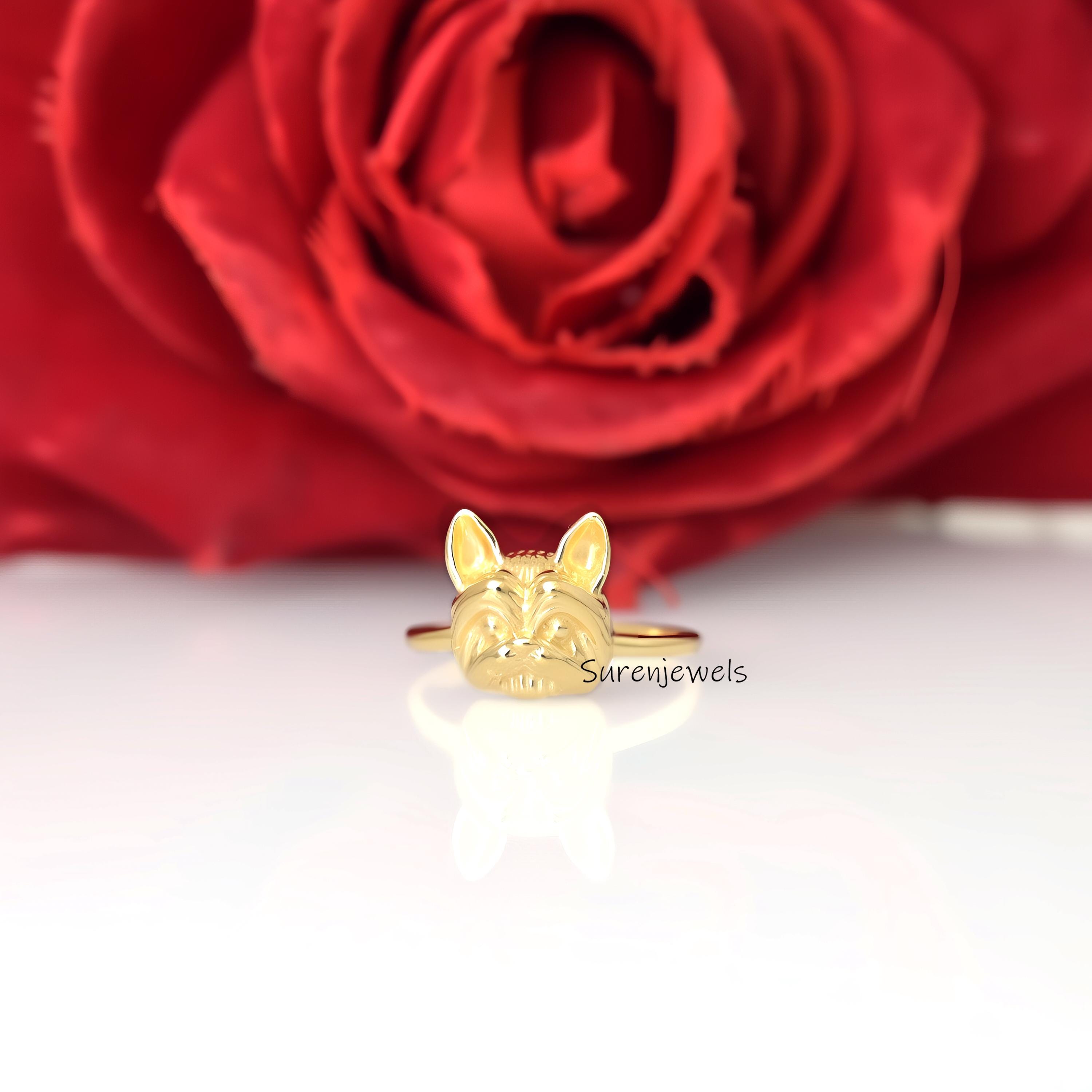 14k Gold Yorkie Ring: Dainty York Terrier Jewelry - View 3 - Suren Jewels | SKU: SJR2972-SLNS-US-8