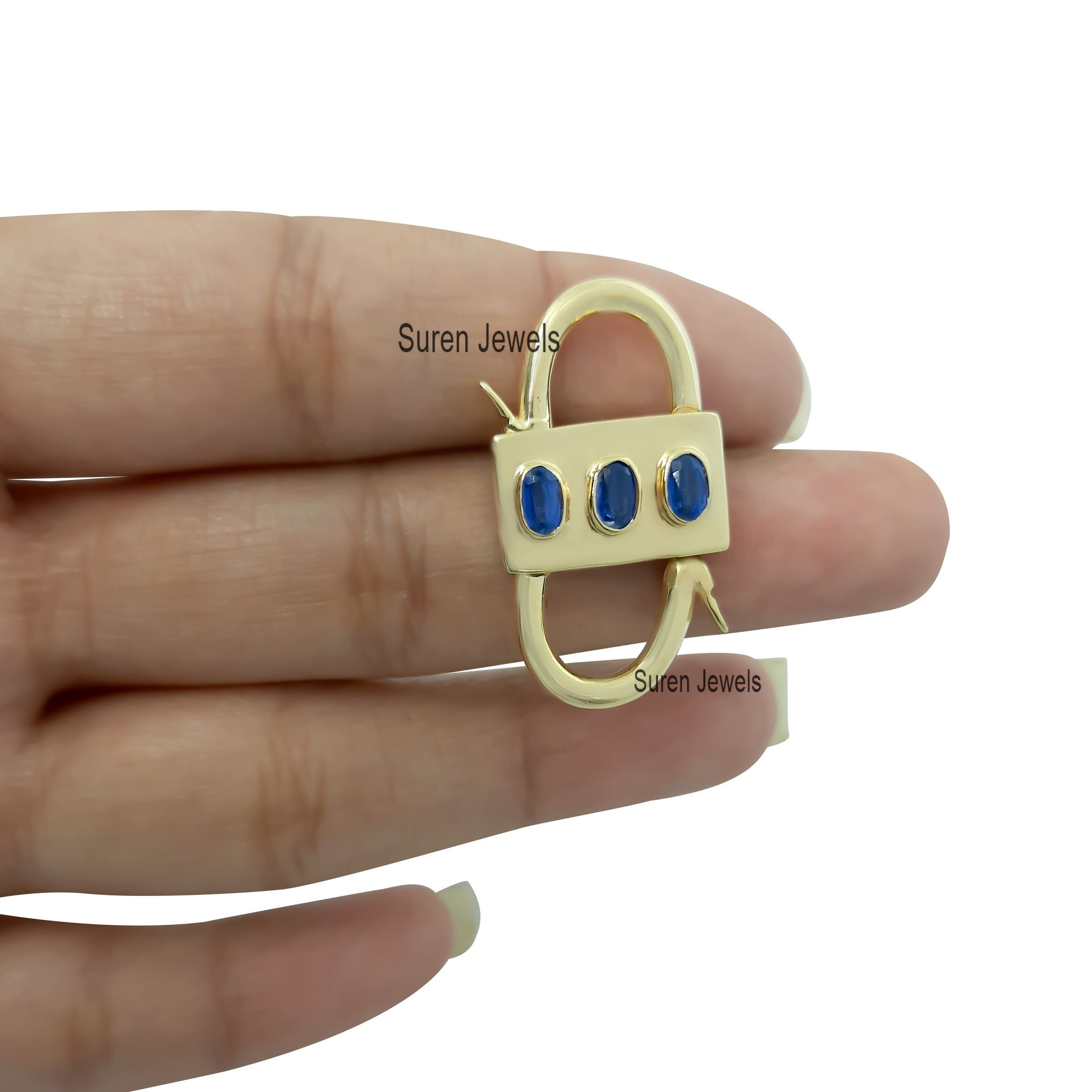 14K Gold Vermeil Heart Padlock: Handmade Turquoise Jewelry - View 7 - Suren Jewels | SKU: SJP31-SLYGKT