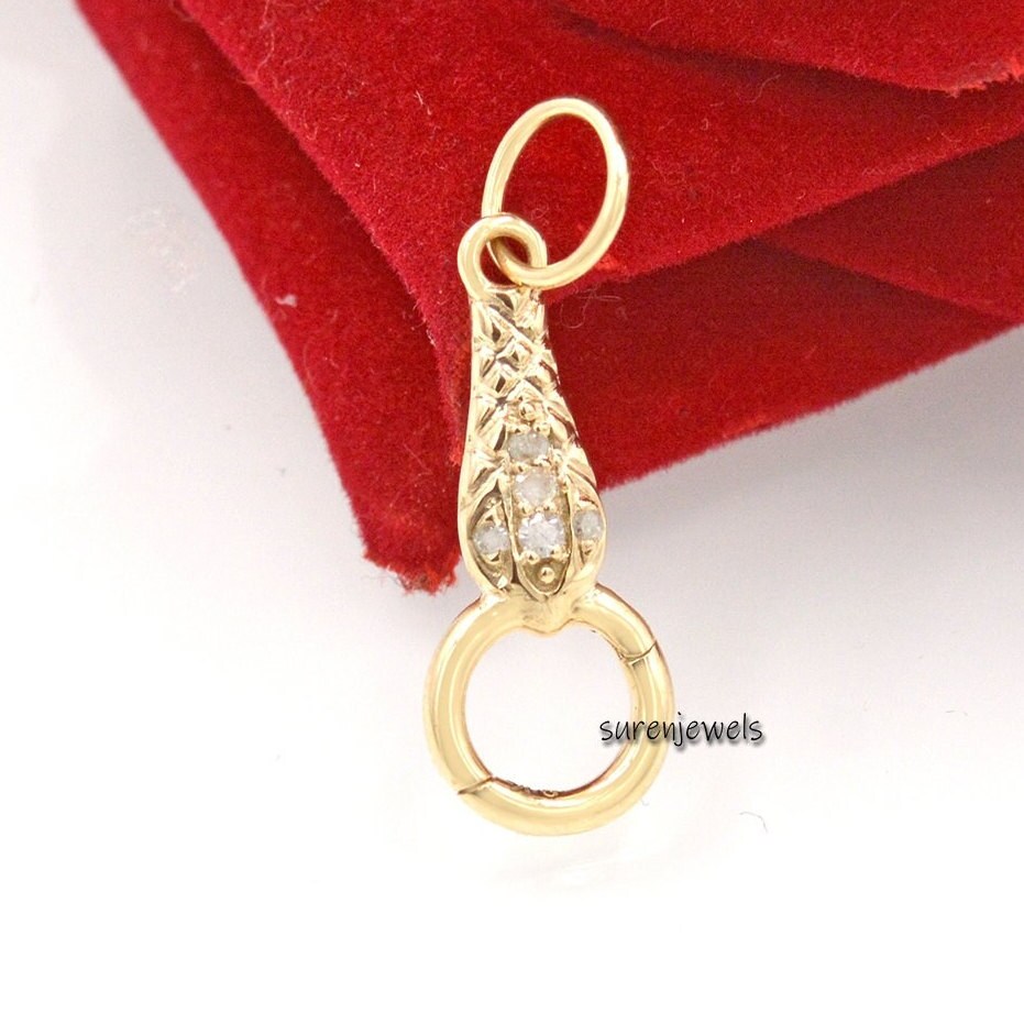 14k Gold Snake Charm Link, Charm Holder Enhancer - View 6 - Suren Jewels | SKU: SJP1480-9KYGDI