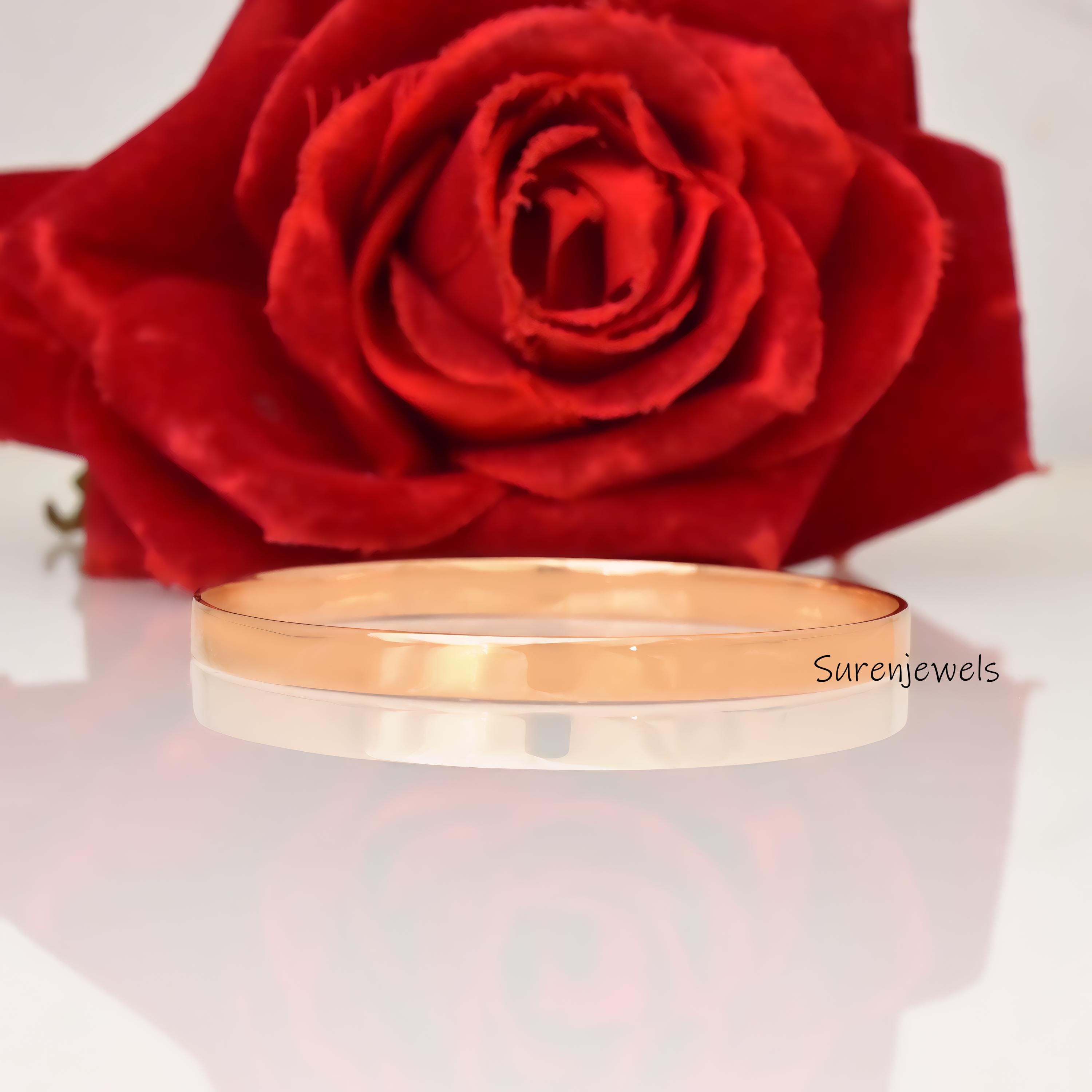 Solid 14k Gold Plain Wire Bangle: Dainty Oval Hinged Bracelet - View 7 - Suren Jewels | SKU: SJB307-SLYG-7I