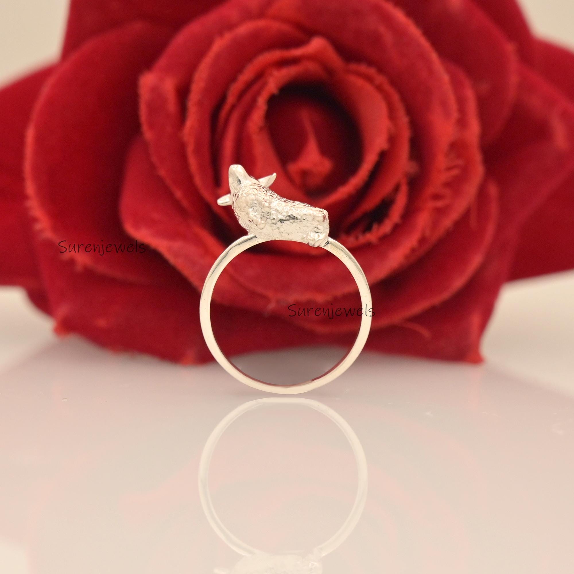 14k Gold Sheep Ring: Dainty Animal Jewelry - View 3 - Suren Jewels | SKU: SJR2934-SLYG-US-6