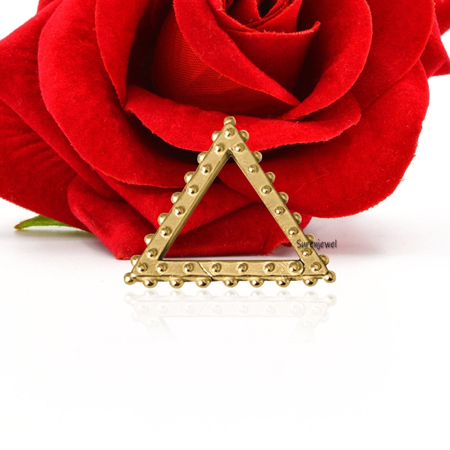 14K Gold Triangle Charm Enhancer Holder - Multi Link - View 3 - Suren Jewels | SKU: SJP1272-SLNS-12 MM