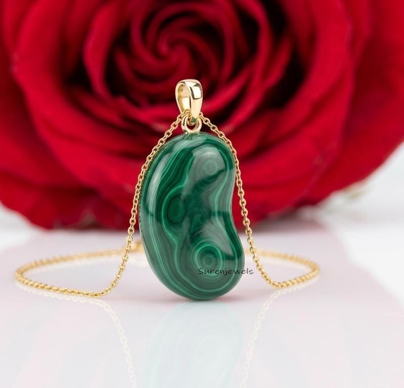 14k Gold Gemstone Kidney Bean Pendant, Amazonite Bean Pendant, Black Onyx Bean Pendant, Gold Bean Pendant, Handmade Bean Pend
