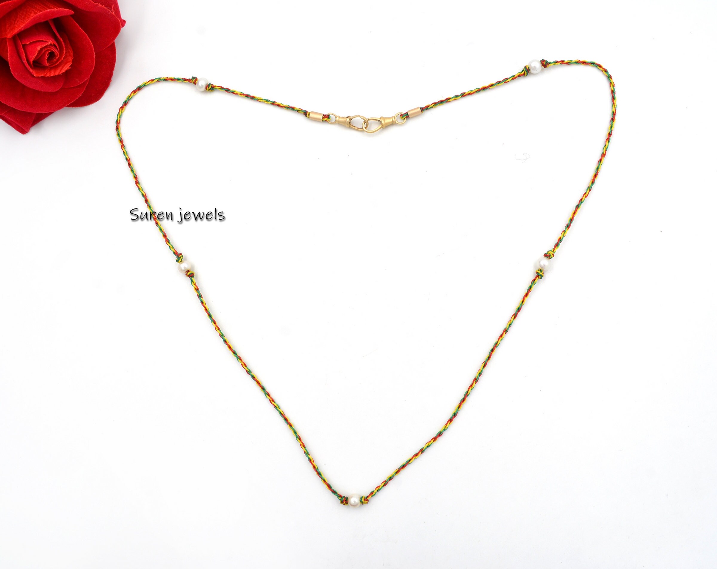 14K Gold Bonheur Charm Necklace: CZ Clove Locket, Protection Jewelry - View 3 - Suren Jewels | SKU: SJN376-9KYGMTPL-28I