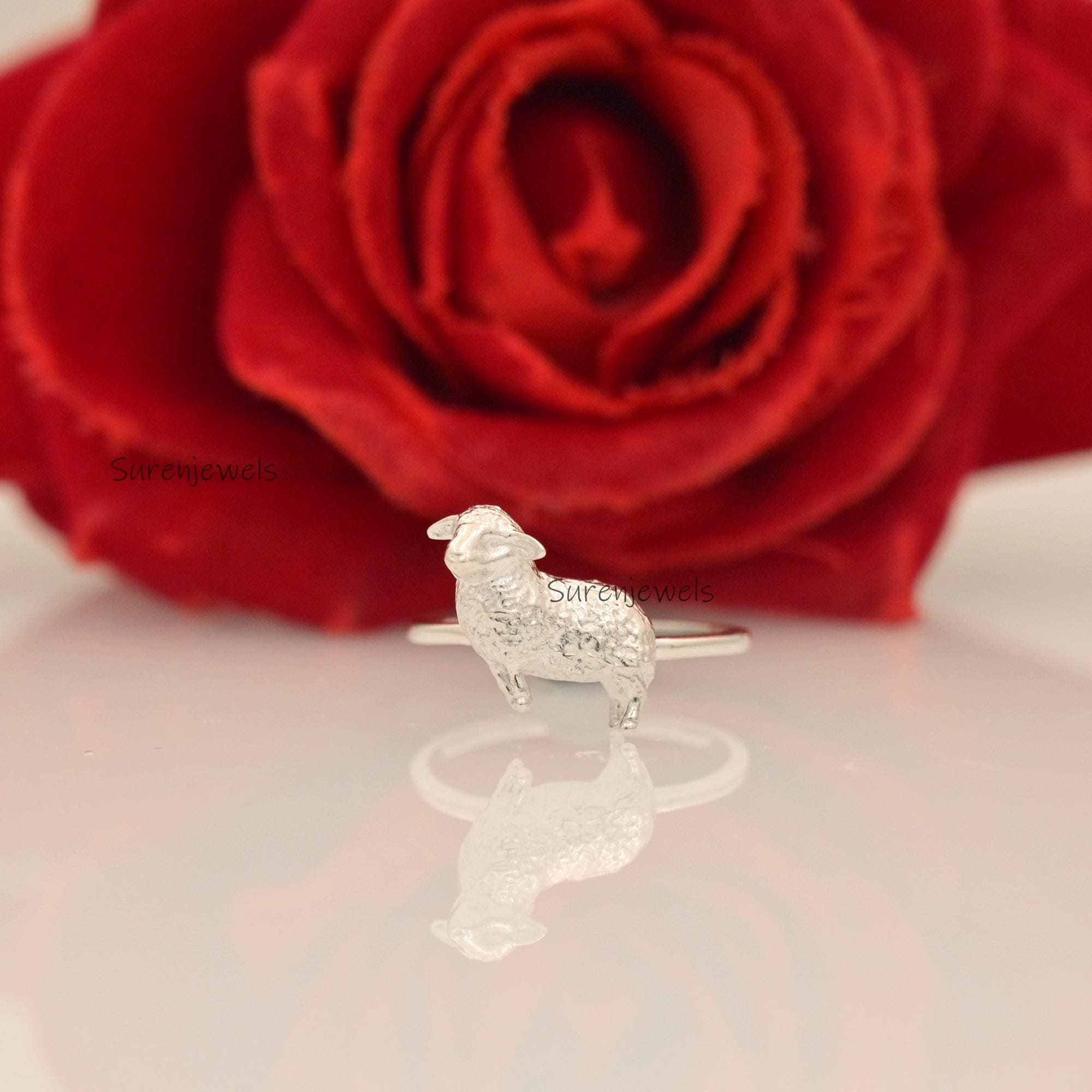 14k Gold Sheep Ring: Dainty Animal Jewelry - View 2 - Suren Jewels | SKU: SJR2934-SLYG-US-6