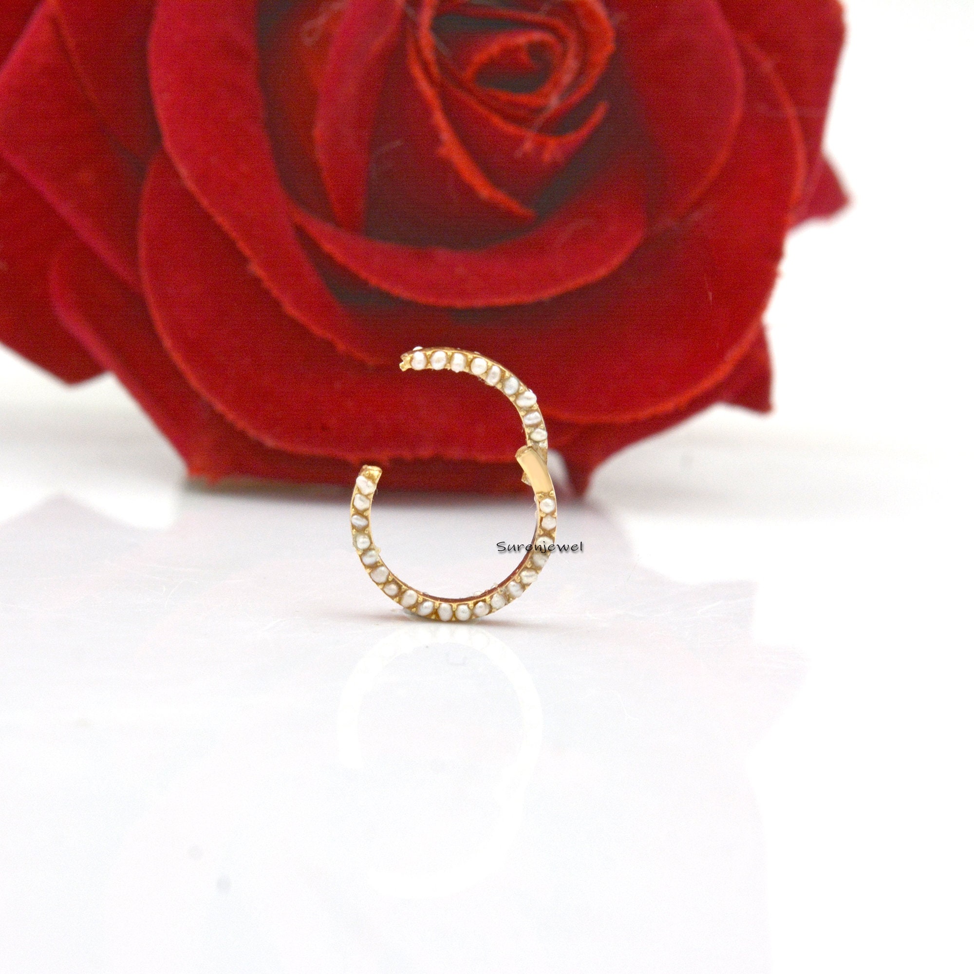 14k Gold Diamond Circle Charm Holder: Enhancer Connector, 15mm - View 3 - Suren Jewels | SKU: SJP876 -14KYGBDI