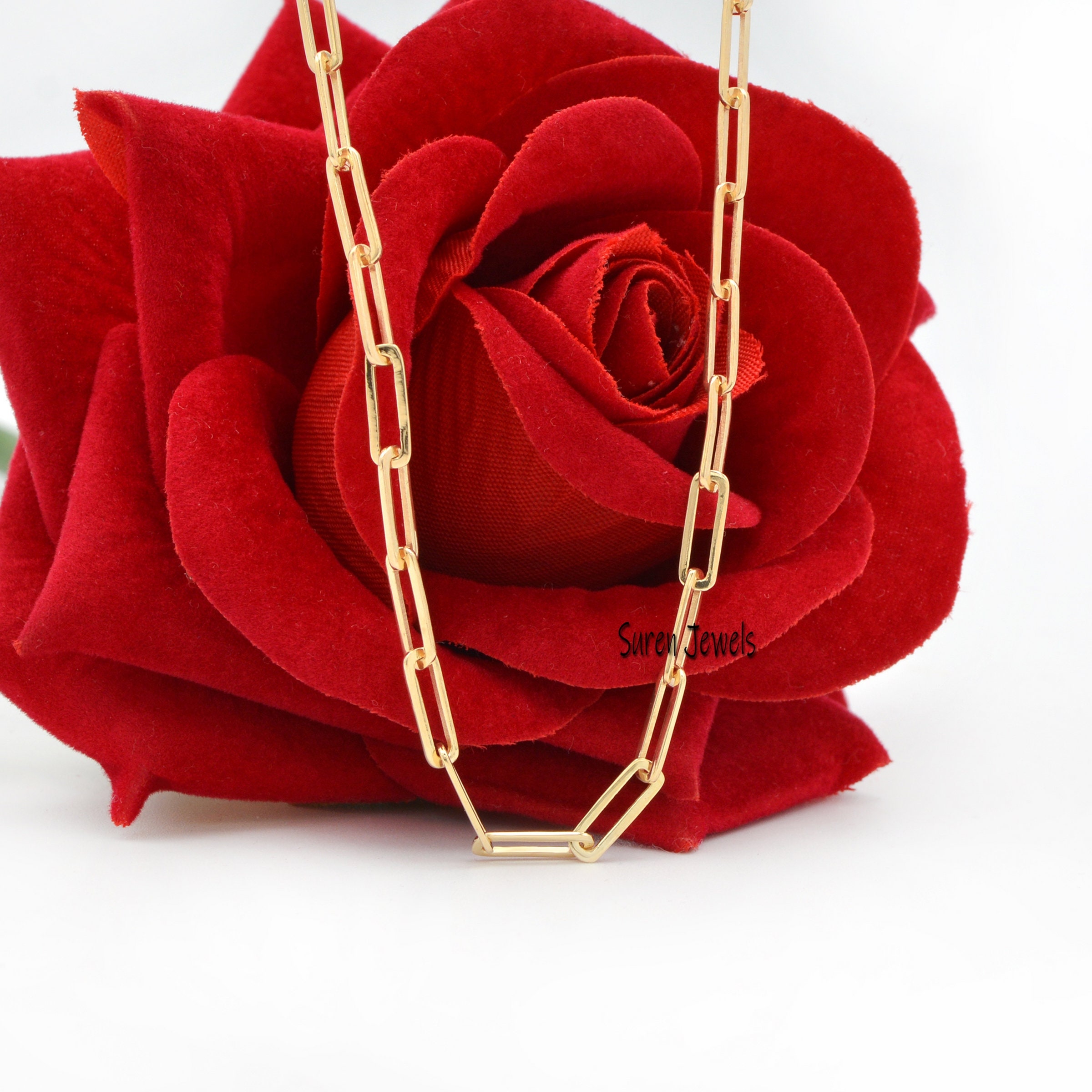 925 Sterling Silver Paperclip Chain Necklace: Oval Link, Carabiner Clasp - View 2 - Suren Jewels | SKU: SJN209/ G1-SLNS-10M-1