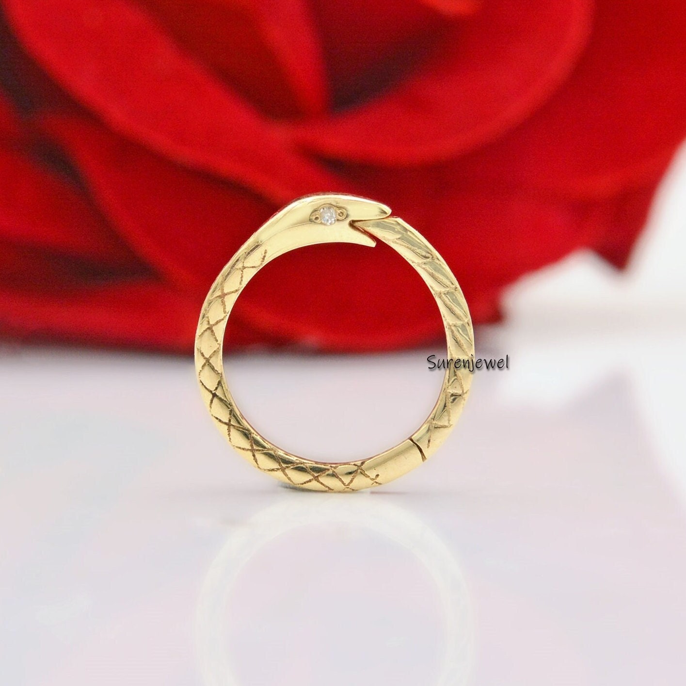 14k Emerald Snake Charm Clip: Gold Ouroboros Enhancer - View 3 - Suren Jewels | SKU: SJP88-SLYGDI