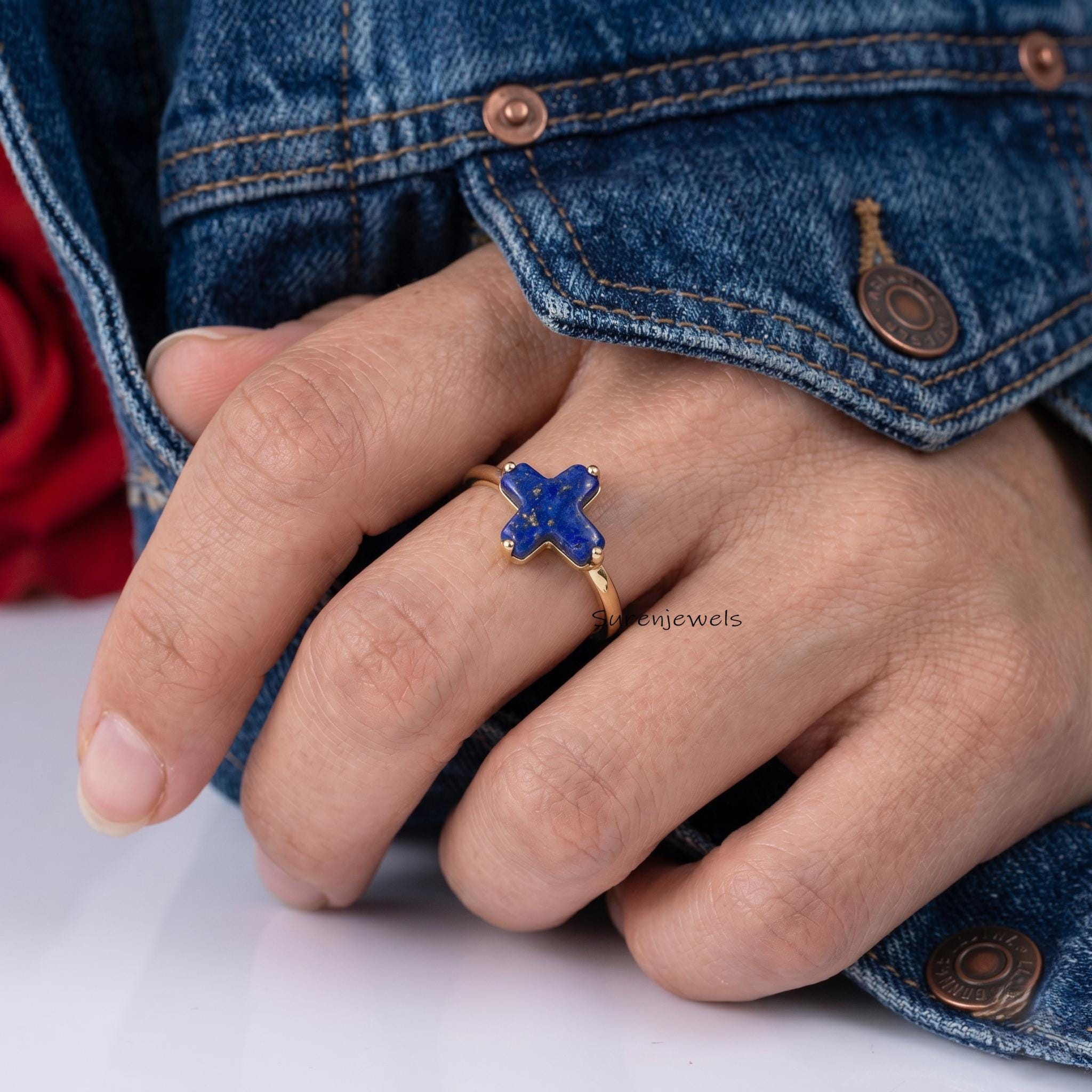 14k Gold Gemstone Cross Ring, Handcrafted Cross Ring, Dainty Gold Cross Ring, Gold Christian Ring, Sideways Cross, Religious