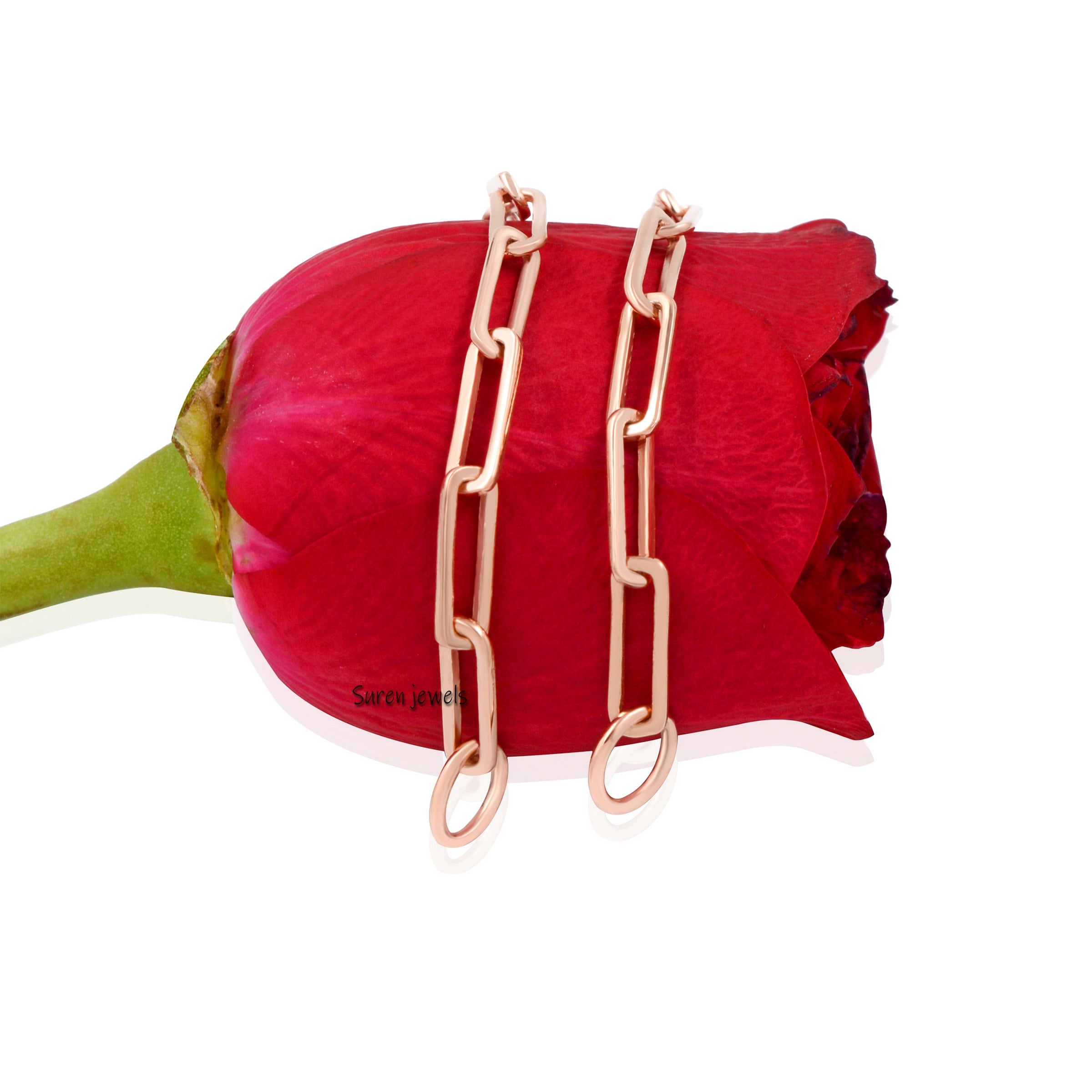 Carabiner Paperclip Link Bracelet: Handmade Chain Bracelet - View 4 - Suren Jewels | SKU: SJA229-SLNS