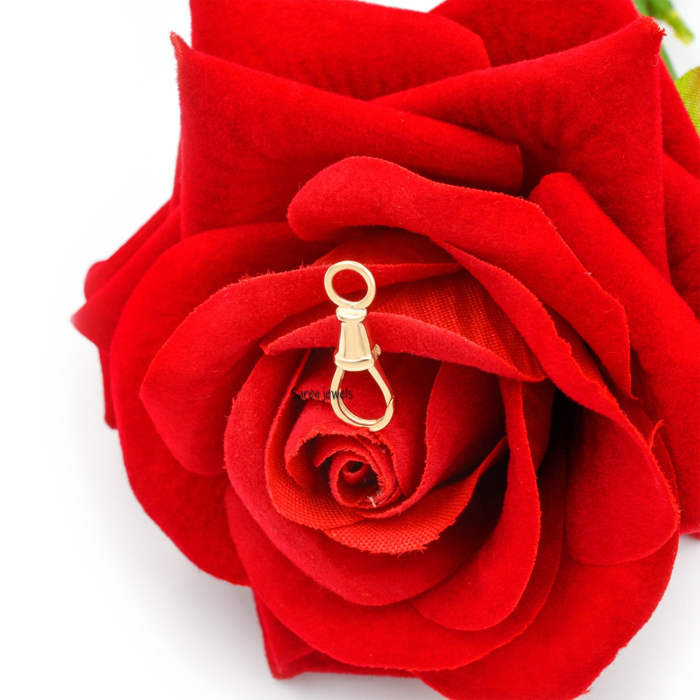 9k Gold Swivel Push Lock: Handmade Pendant Enhancer (18x7 mm) - Suren Jewels | SKU: SJF214-9KYG