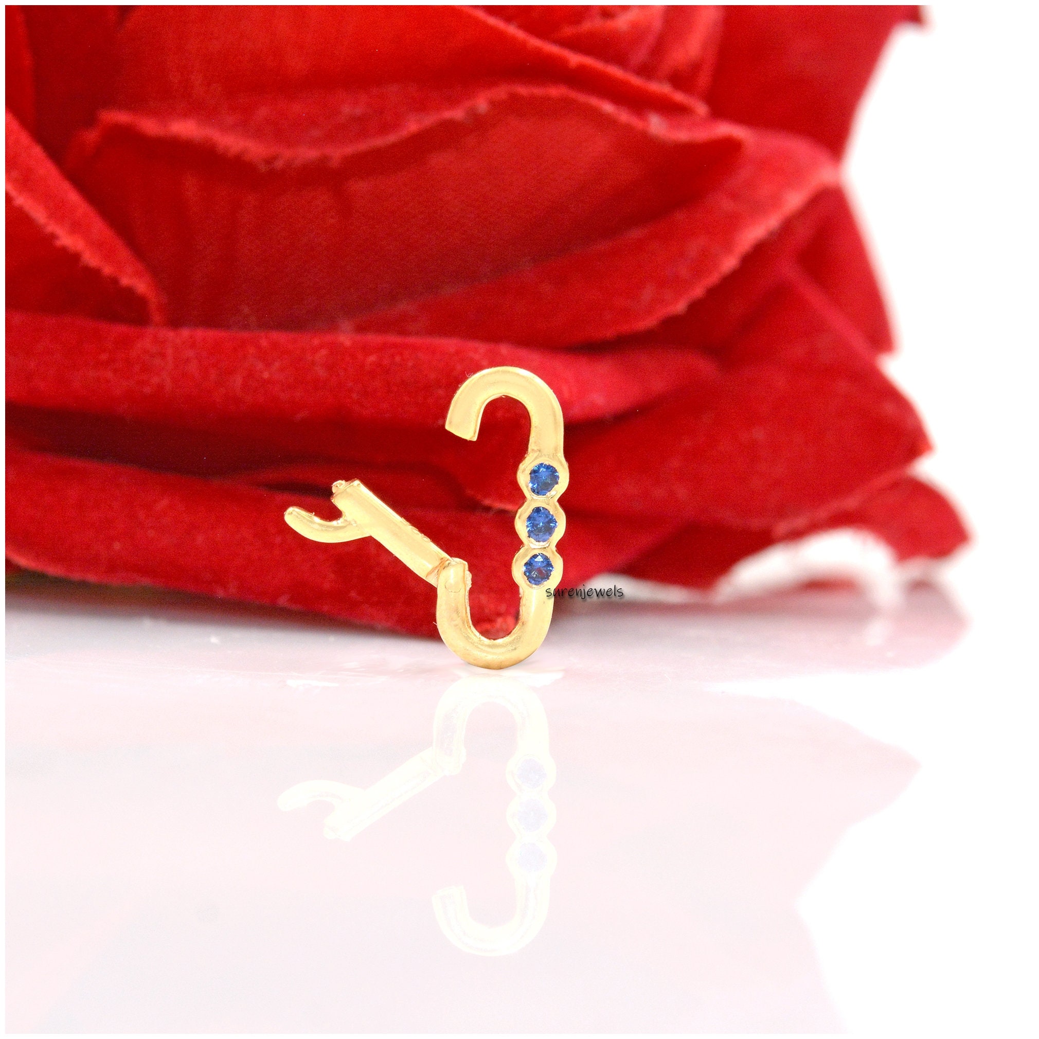 14K Solid Gold Charm Holder: Turquoise & Diamond Enhancer Lock - View 4 - Suren Jewels | SKU: SJP1186-SLRGDI-16M