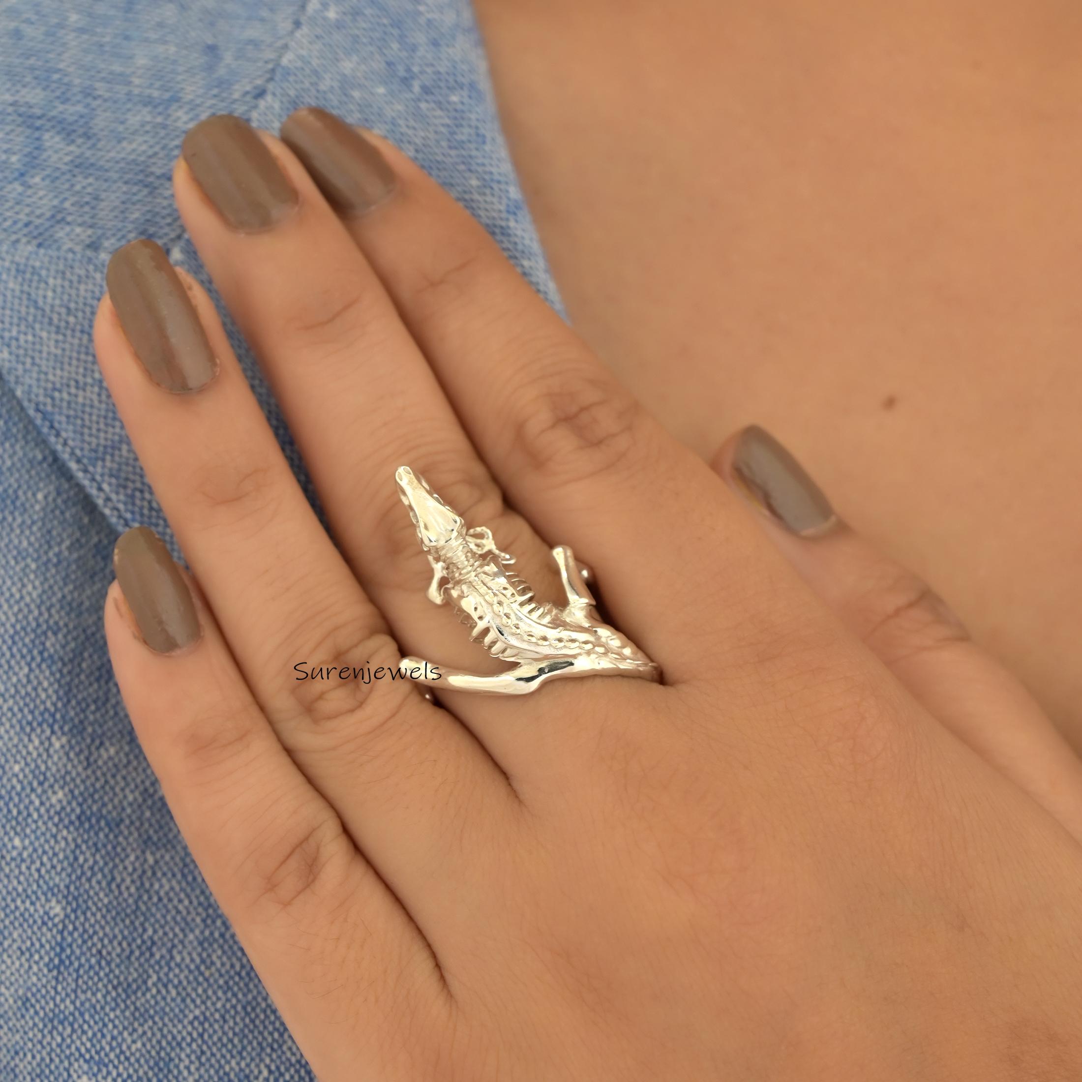 Sterling Silver T-Rex Ring, T Rex Ring Dinosaur Jewelry - View 6 - Suren Jewels | SKU: SJR3419-SLYG-US-7,SJR3374-SLRH-US-8