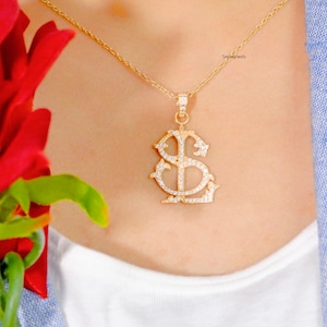 925 Silver Diamond Monogram Pendant, Pave Monogram Pendant, Custom Monogram, Diamond Letter Monogram, 2 Letter Monogram, Designer Monogram