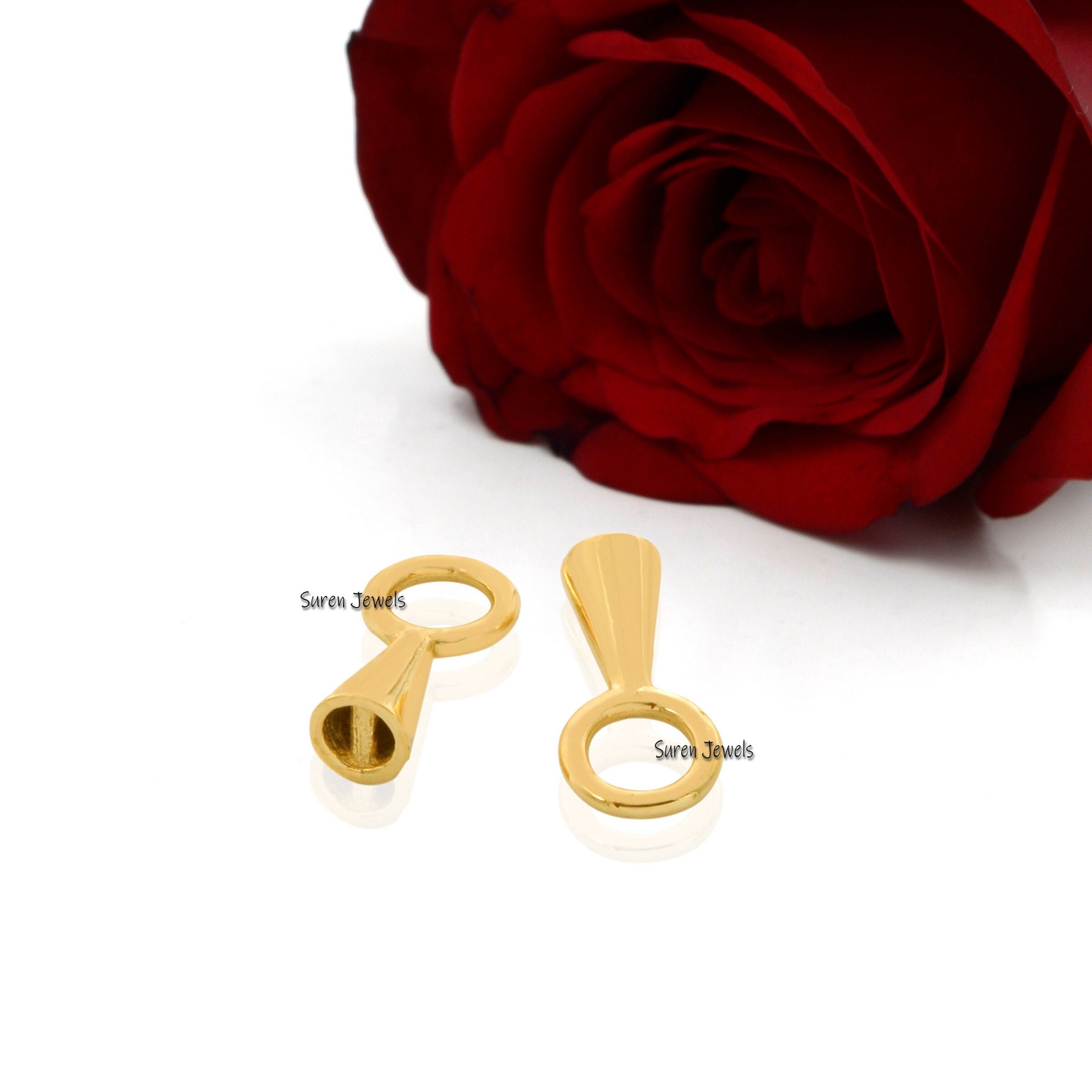 14K Gold Charm Connector Lock: Snap Link, Chain Connector (15x7 MM) - View 3 - Suren Jewels | SKU: SJF121-