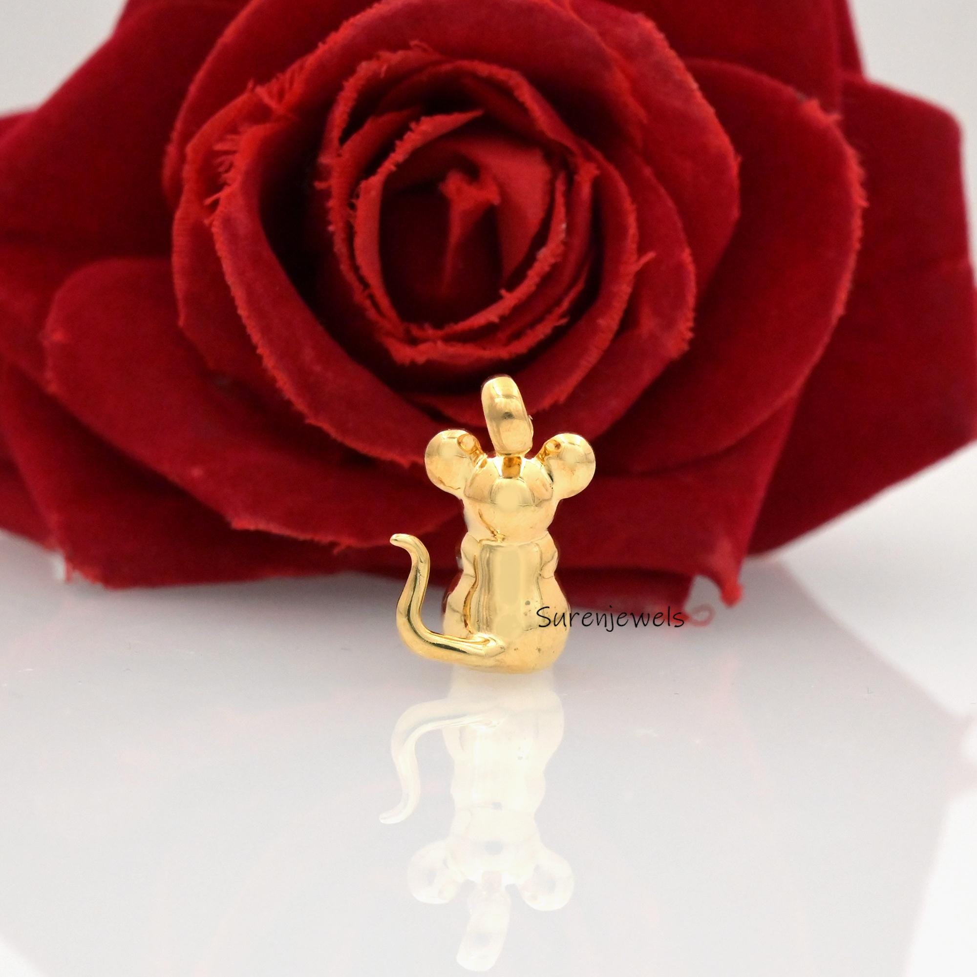 Solid 14k Gold Mouse Pendant: Designer Animal Jewelry - View 6 - Suren Jewels | SKU: SJP4321-SLNSBS-20M,SJP4873-SLYG-20M,SJP4