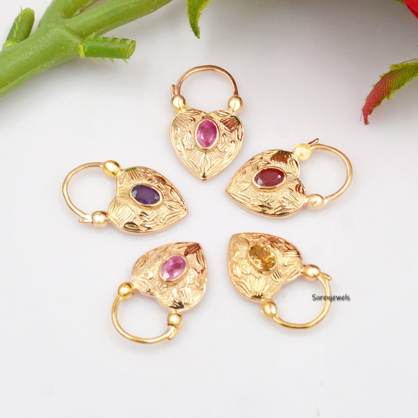 14k Gold Turquoise Heart Padlock: Dainty Gemstone Pendant - View 3 - Suren Jewels | SKU: SJP92-14KYGTQ-N47-18I