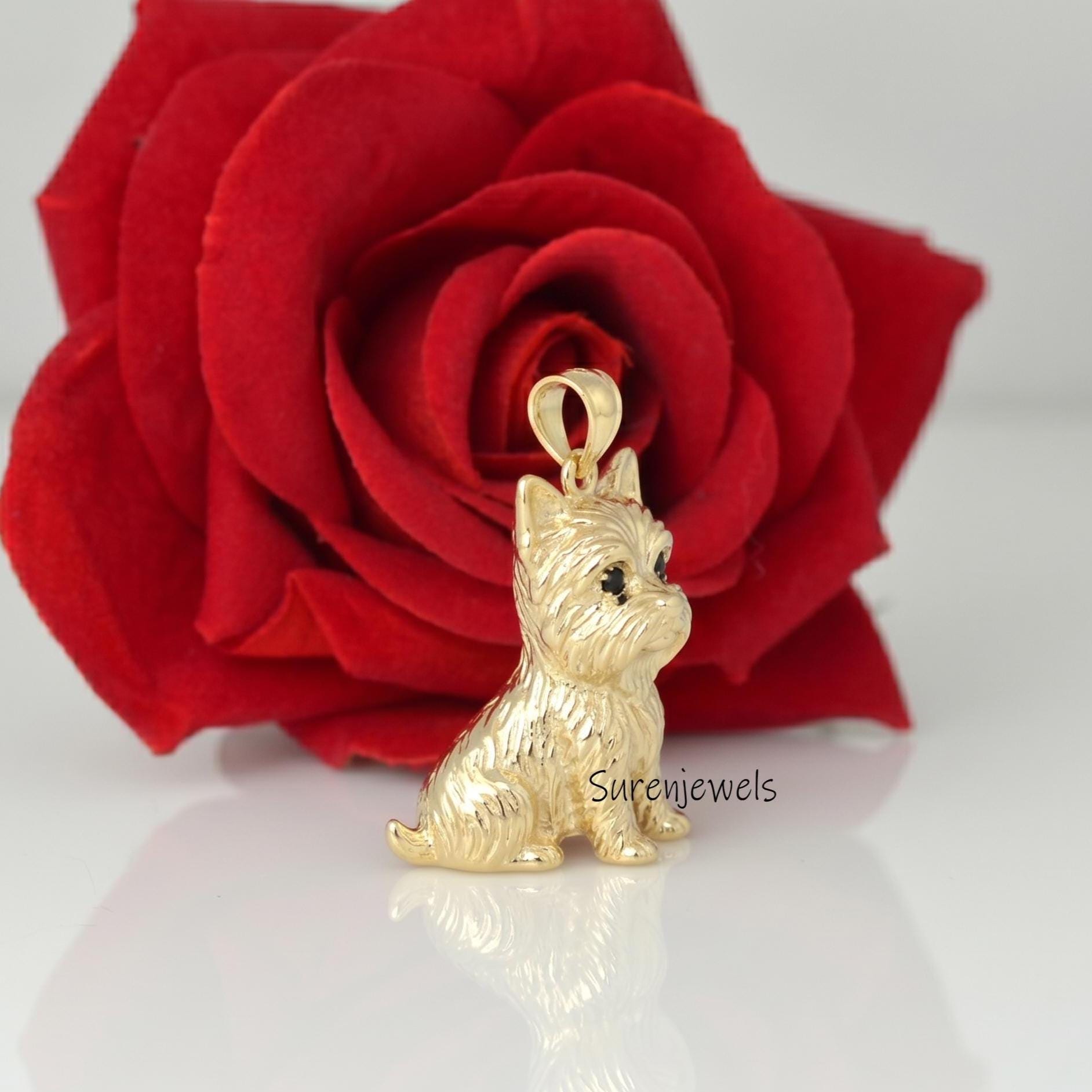 14k Gold Yorkshire Terrier pendant, Silver Yorkshire Terrier Pendant, Yorkshire Terrier Jewelry, Dainty Yorkshire Terrier, De