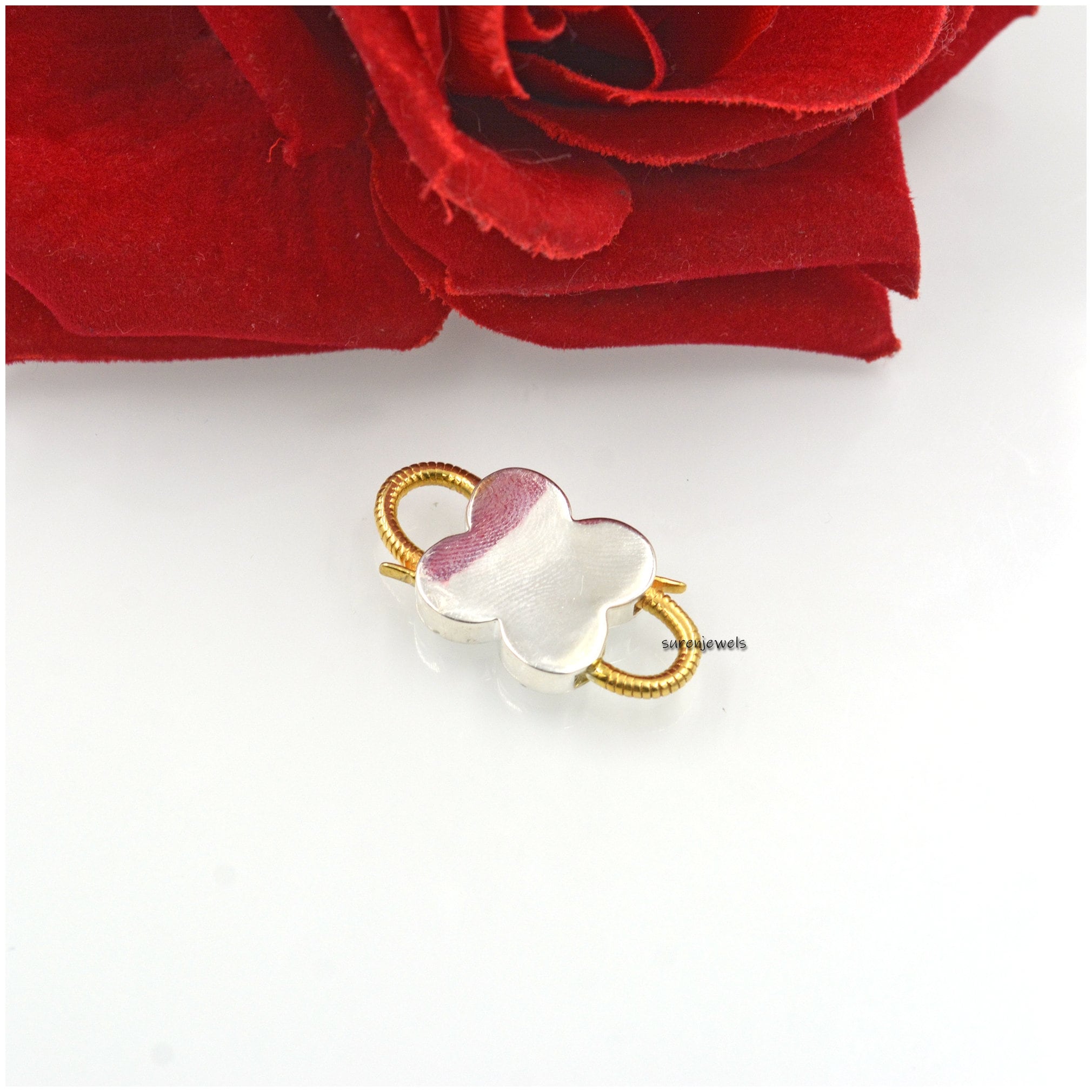 Two-Tone Diamond Initial 925 Silver Padlock Pendant - View 2 - Suren Jewels | SKU: SJP25-SLNSYGRHDI-L
