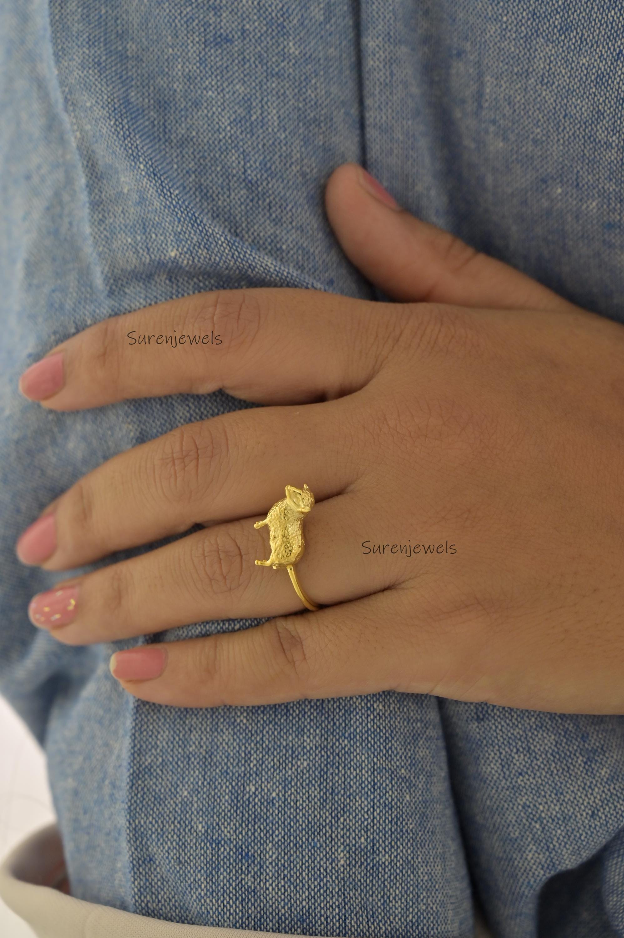 14k Gold Sheep Ring: Dainty Animal Jewelry - View 7 - Suren Jewels | SKU: SJR2934-SLYG-US-6