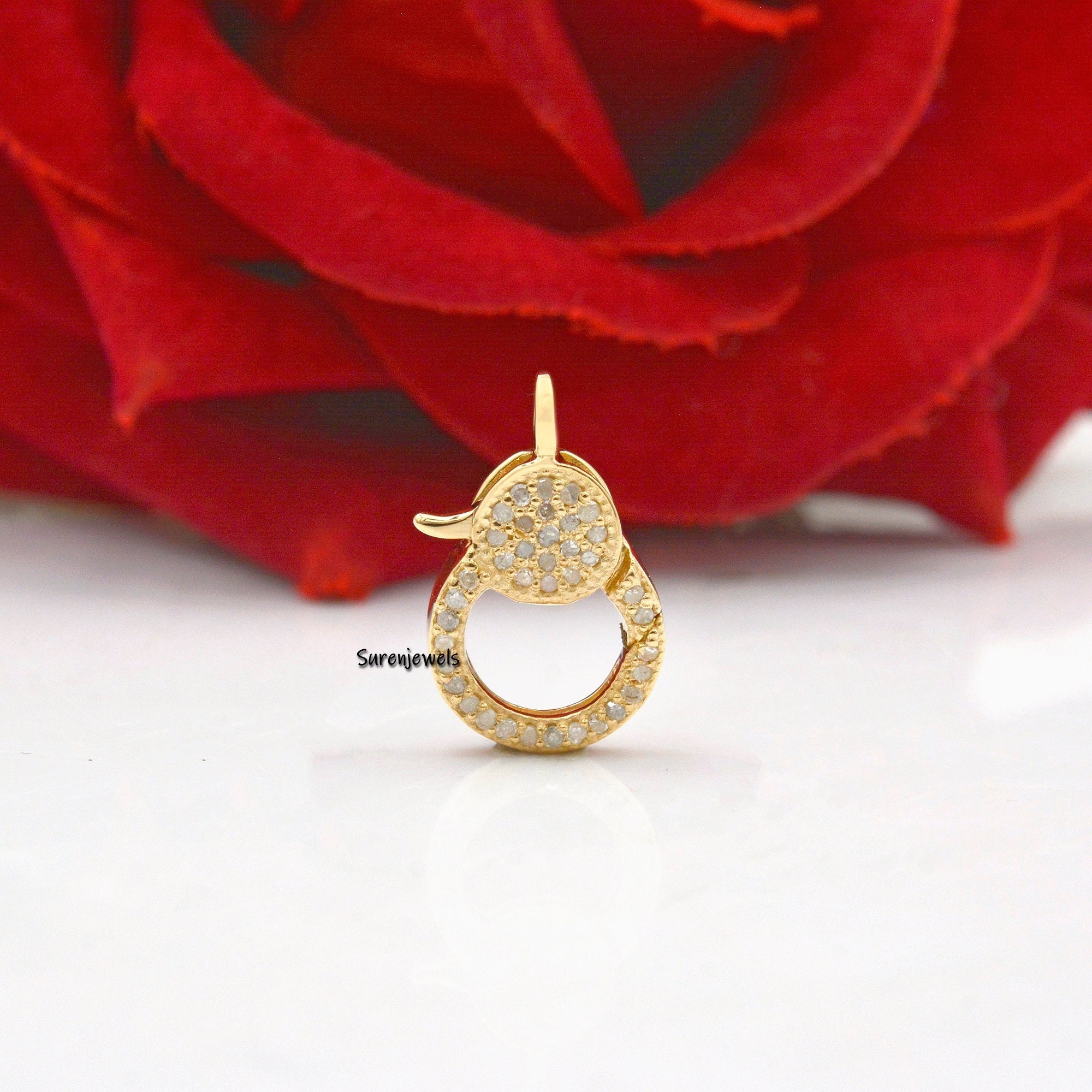 14K Gold Pave Diamond Lobster Lock Clasp (19x11 MM) - Suren Jewels | SKU: SJF93-SLYGDI