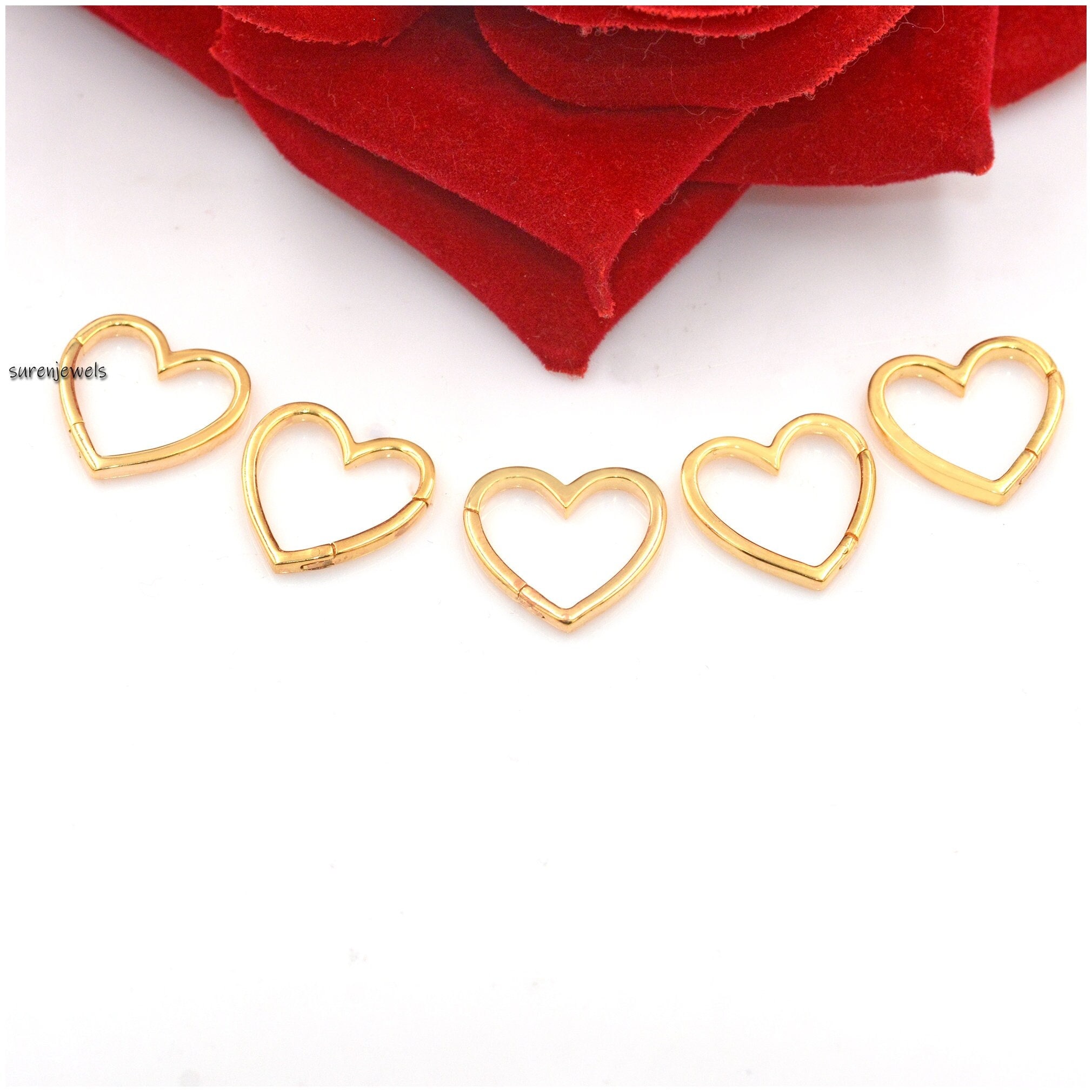 14k Gold Heart Charm Holder: Multi Charm Lock Enhancer - View 2 - Suren Jewels | SKU: SJP536-14KYG-N47-18I