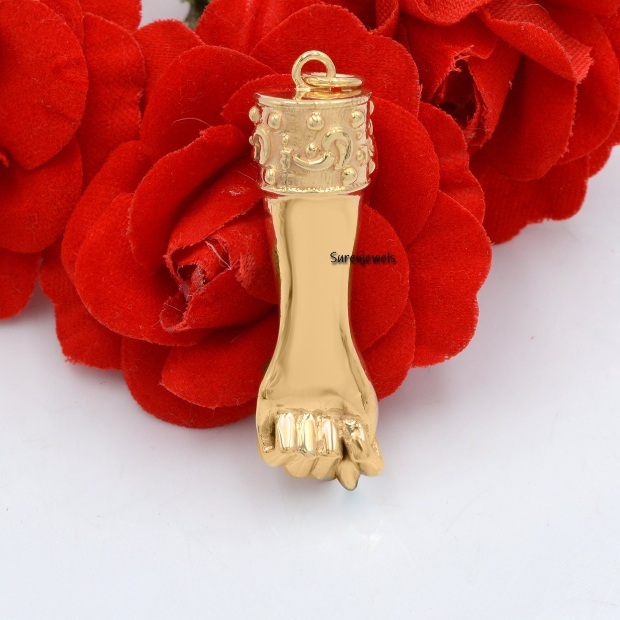 Sterling Silver Figa Hand Pendant: Good Luck Charm Jewelry - Suren Jewels | SKU: SJP52-SLYG-35M-N41-18I