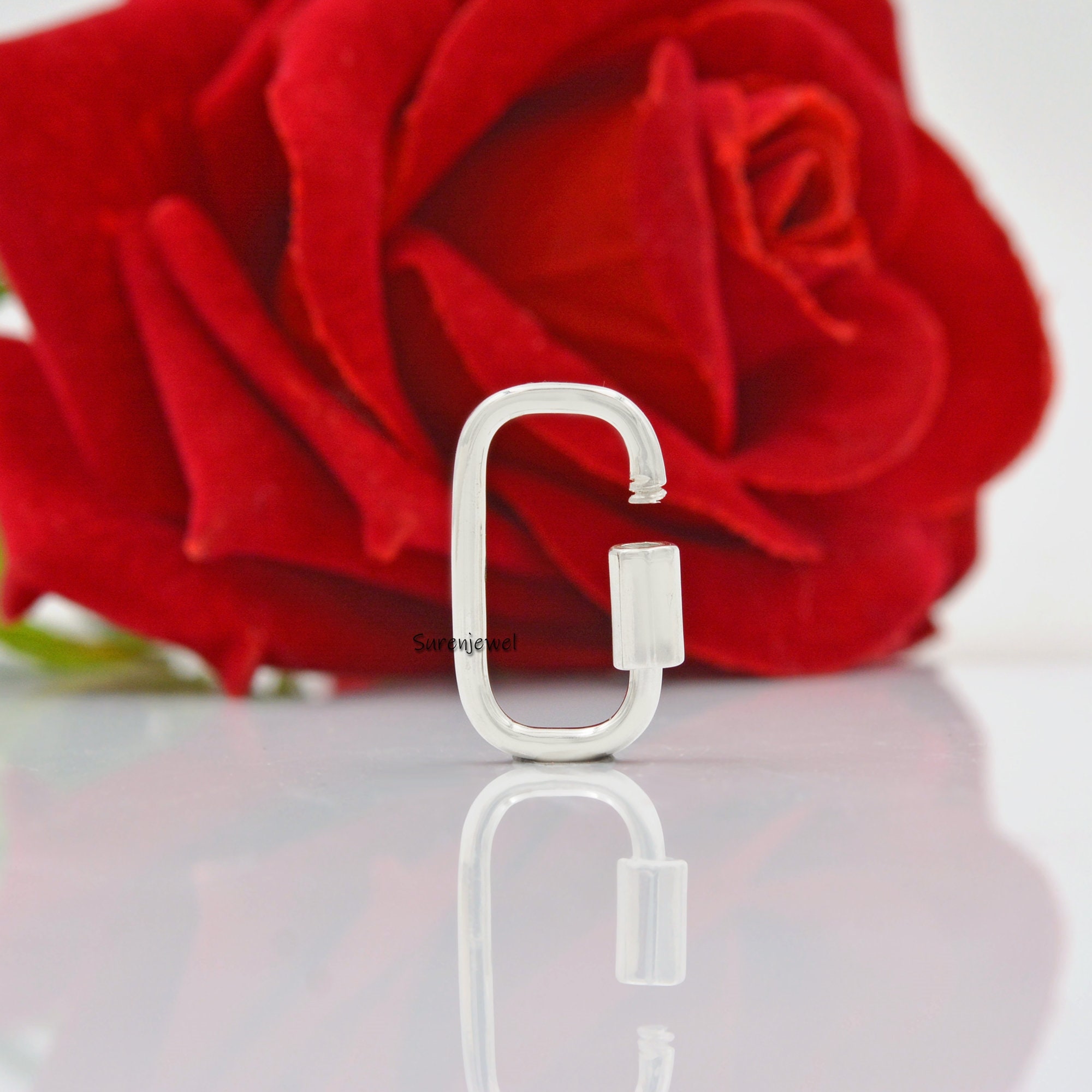 14k Gold Carabiner Lock: 925 Silver Pendant Finding - View 7 - Suren Jewels | SKU: SJC02-slyg