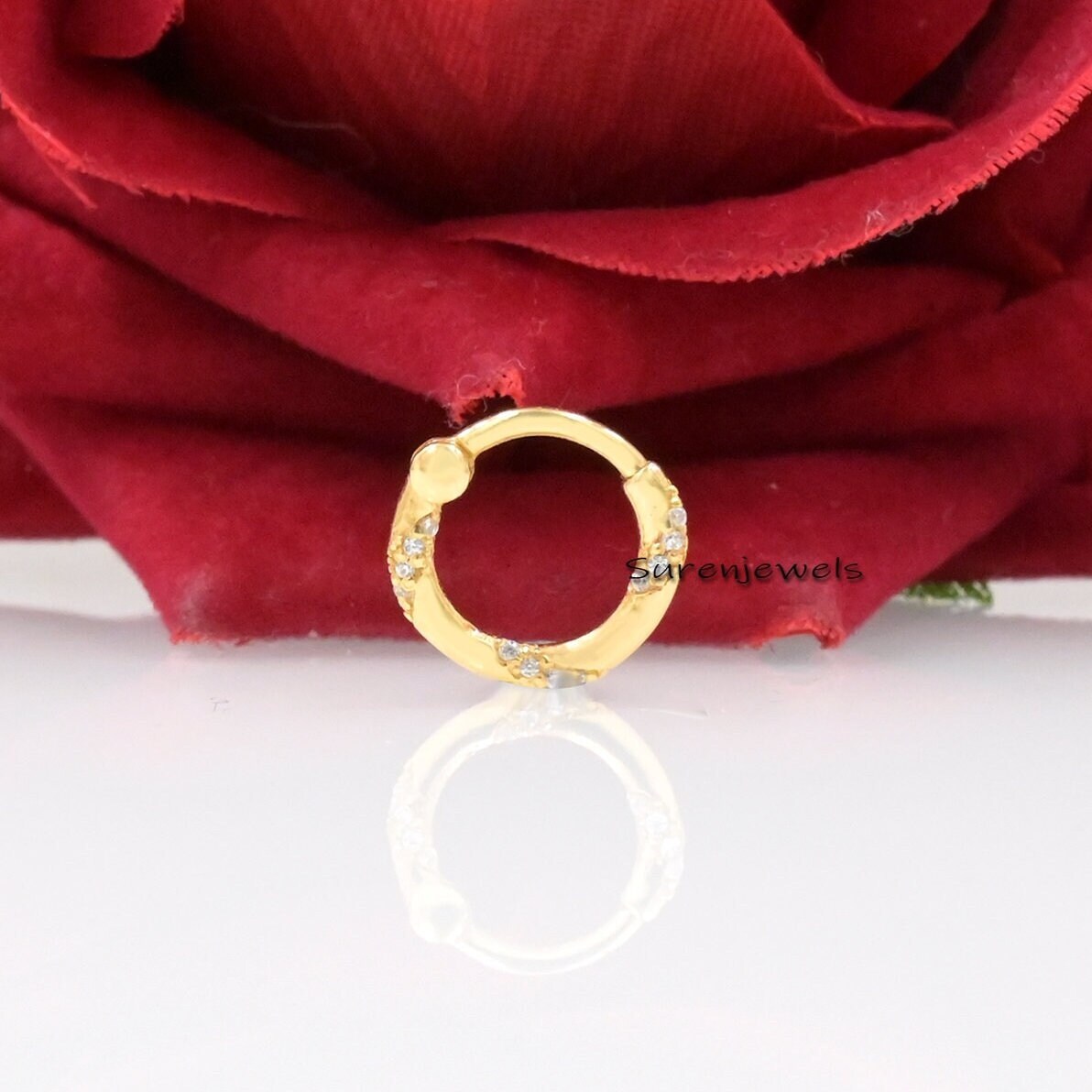 14k Gold Charm Holder with Cubic Zircon - View 3 - Suren Jewels | SKU: SJD08