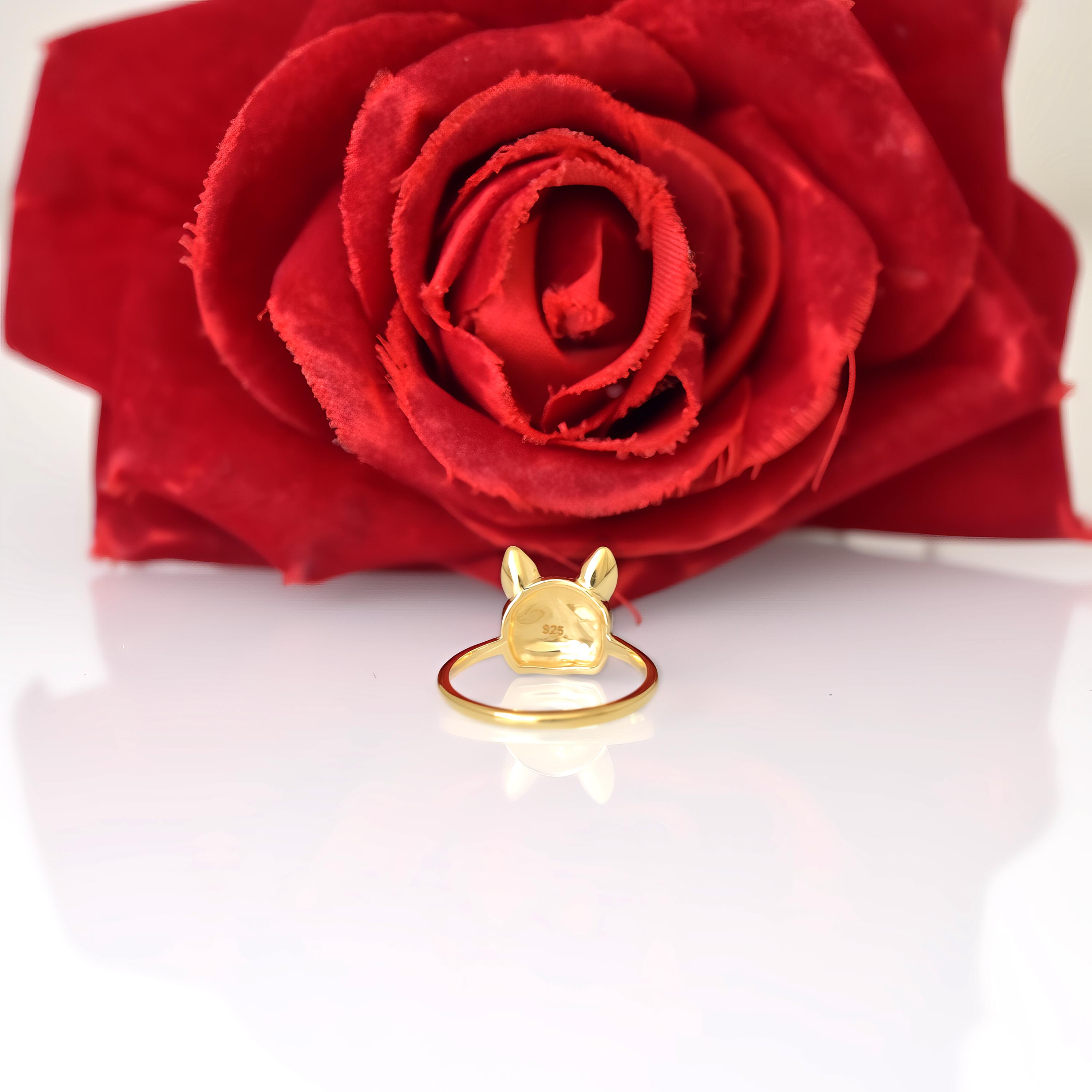 14k Gold Yorkie Ring: Dainty York Terrier Jewelry - View 6 - Suren Jewels | SKU: SJR2972-SLNS-US-8